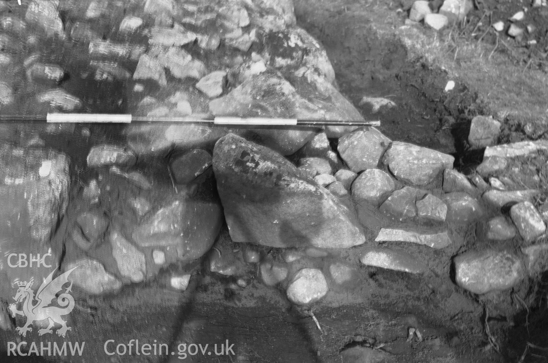 View of stone formation at Braich y Dinas, Dwygyfylchi, taken 28.07.1949.