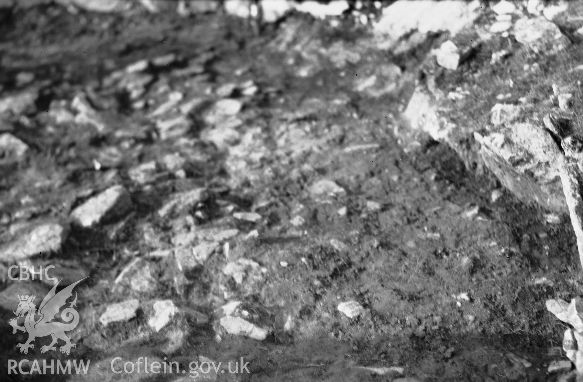 View of excavation (no.29 Hut4)  at Conway  Mountain taken 17.10.1951.