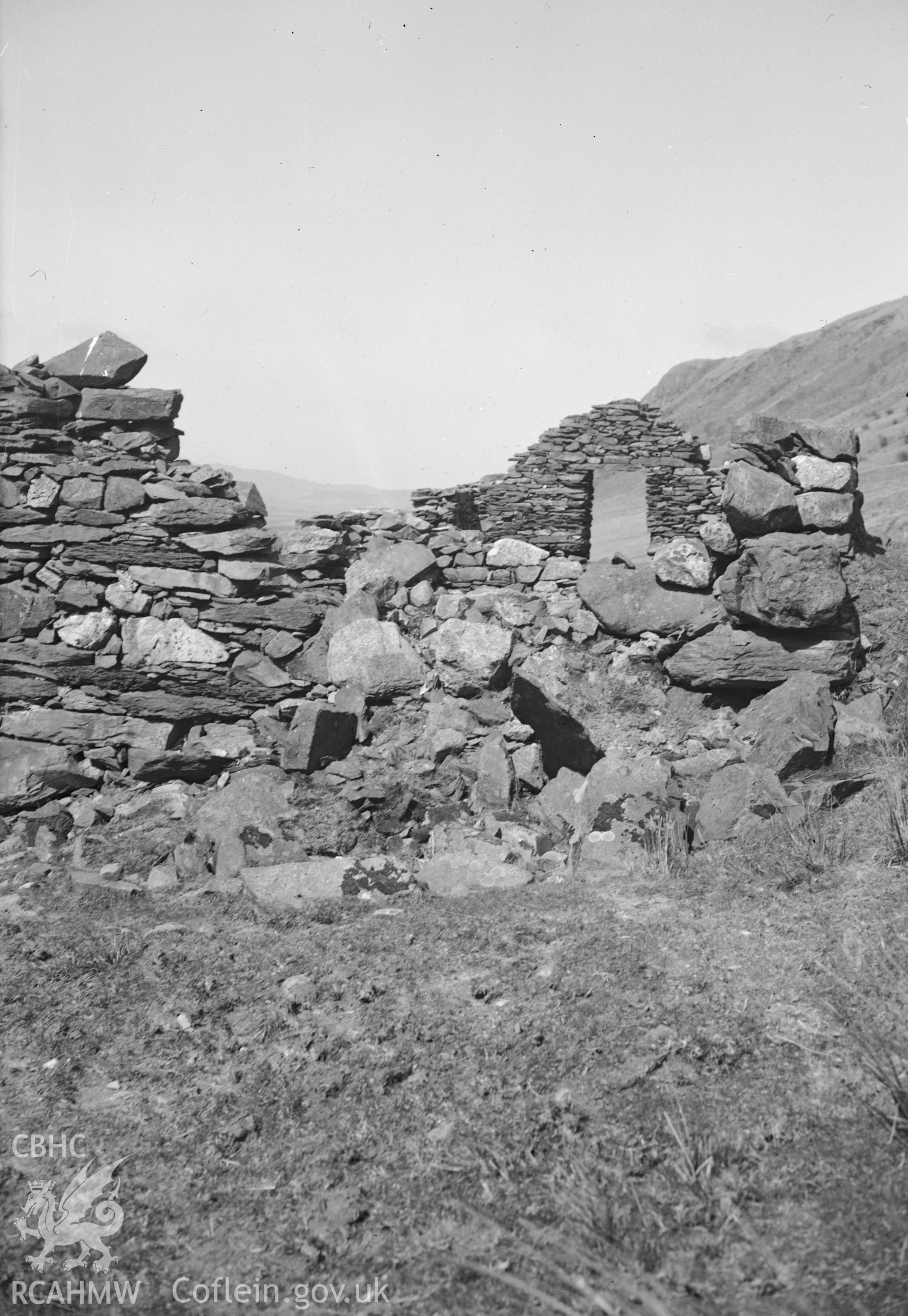 View of the ruins of Gwyndy, Dolwyddelan taken 24.04.1951.