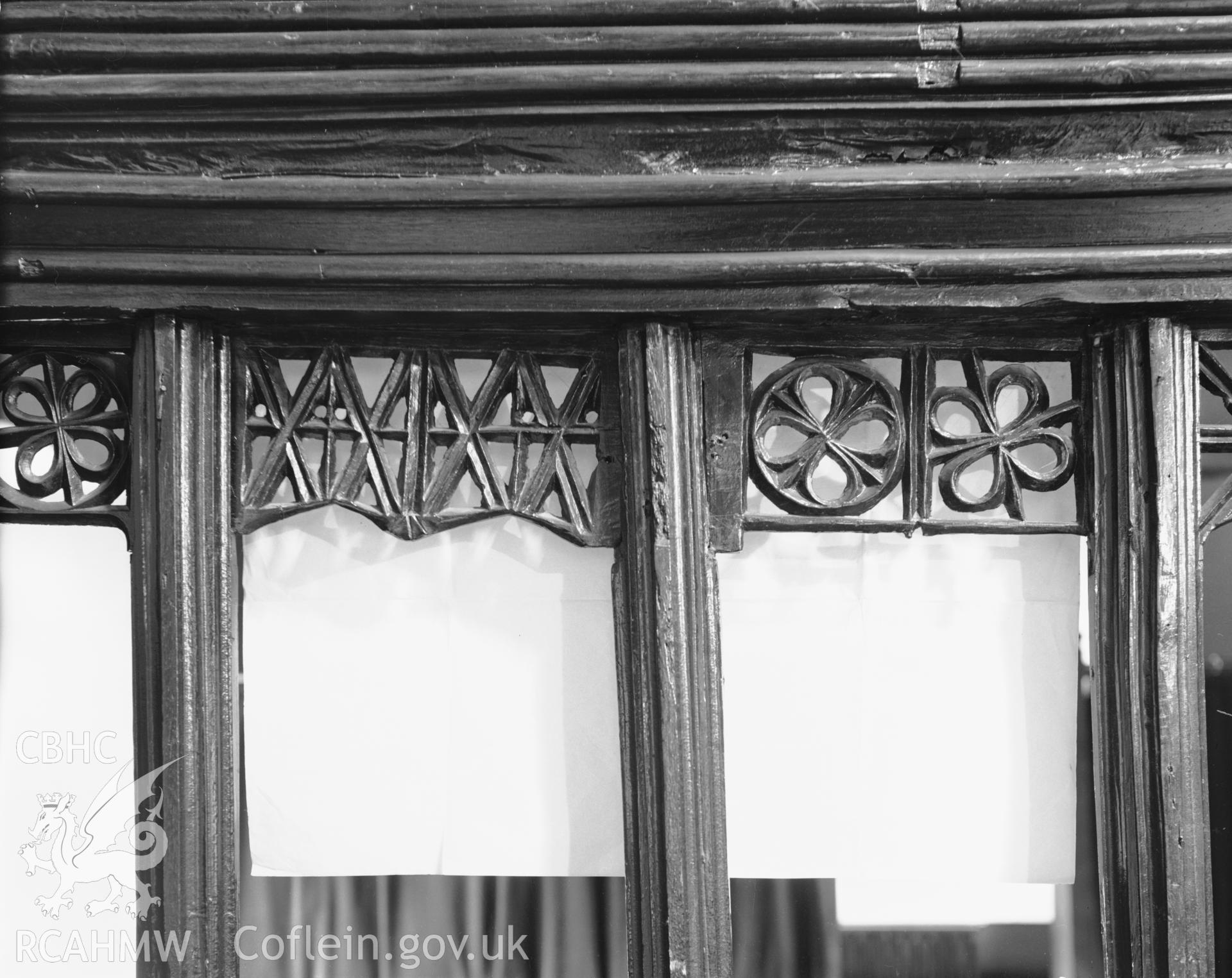 Detail of rood screen at St Benedicts Church, Gyffin taken 30.09.48.