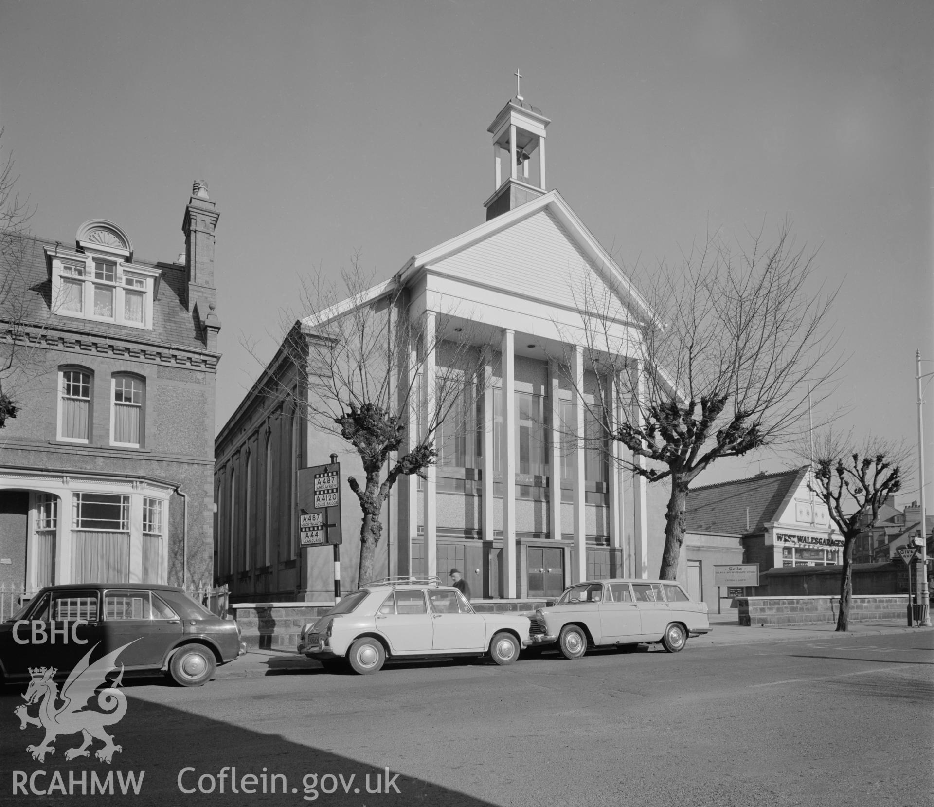 Black and white negative showing main elevation view of Siloh Chapel.
