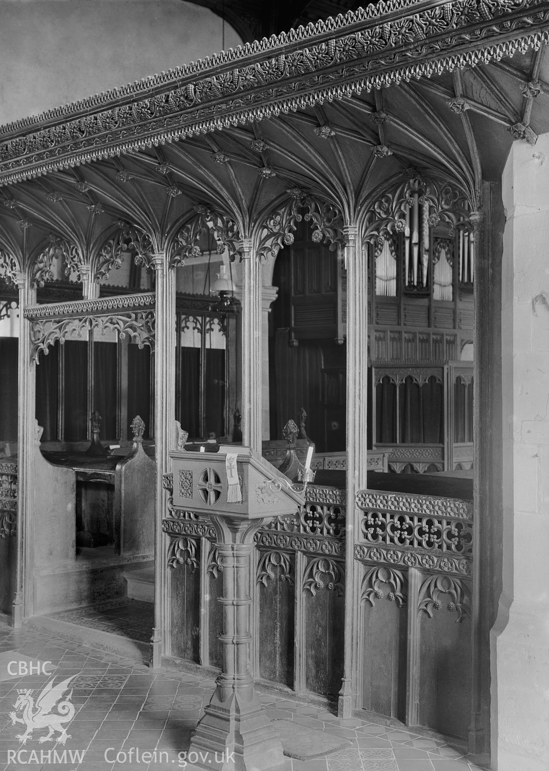The rood screen at St Stephen's Church, Old Radnor, taken by B.C. Clayton c.1929.