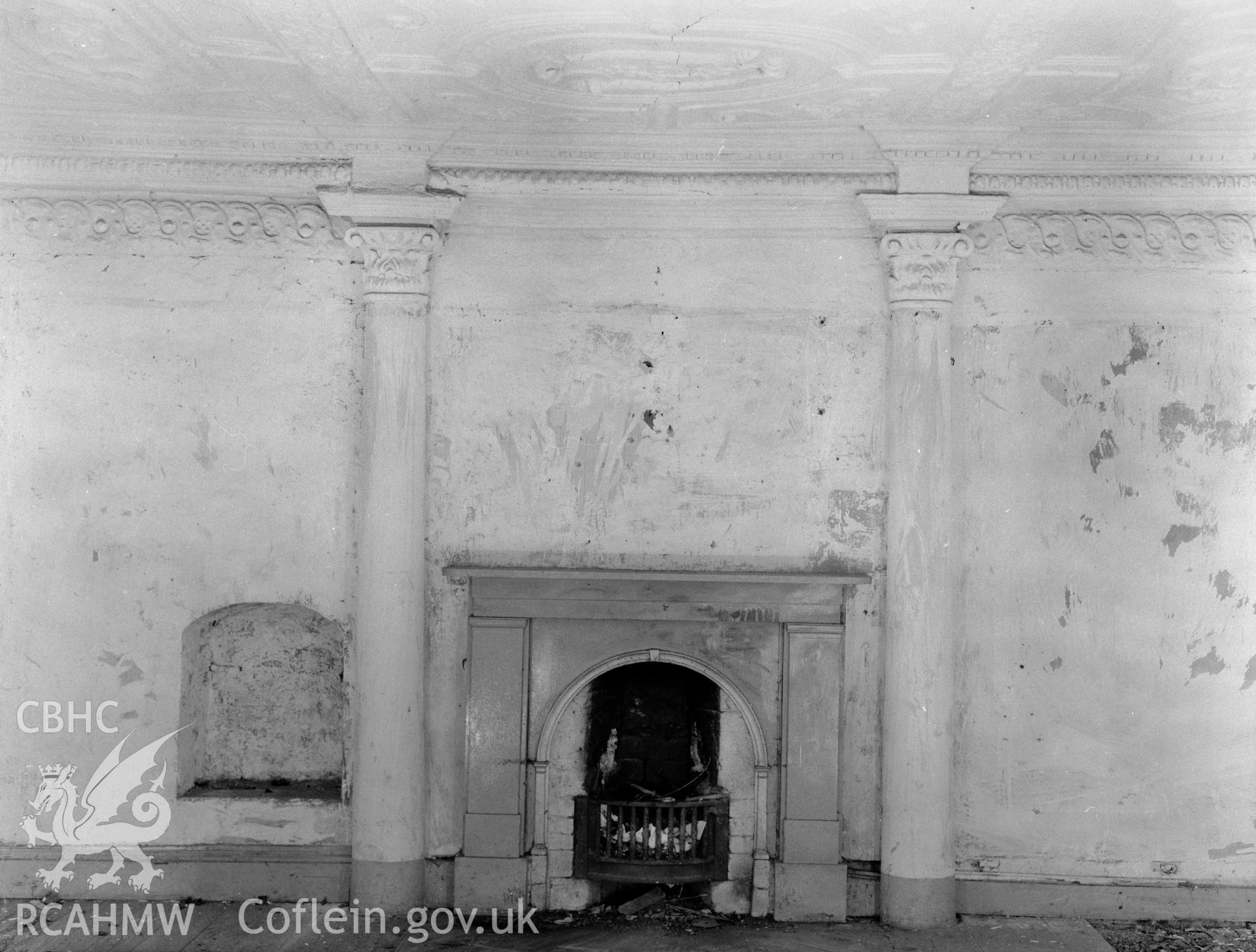 Interior, ground floor,  fireplace in south room