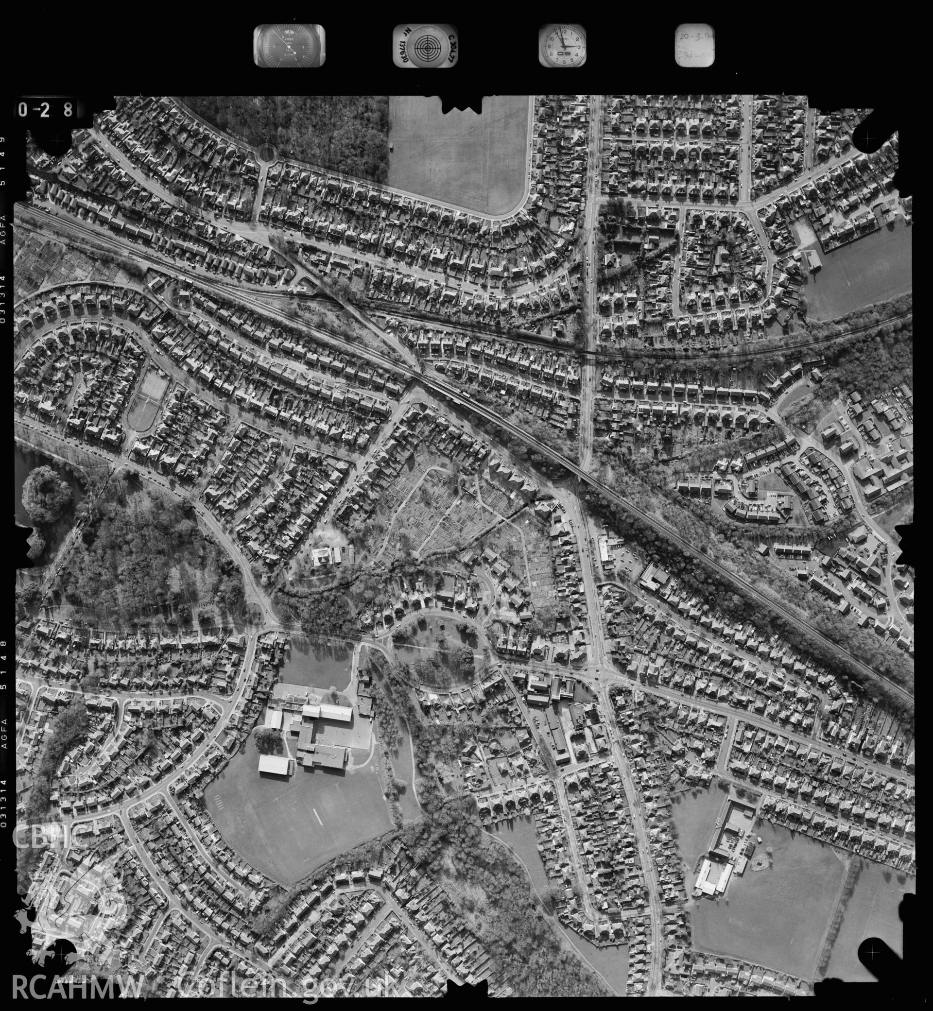 Digitized copy of an aerial photograph showing  the Cyncoed area taken by Ordnance Survey, 1994.