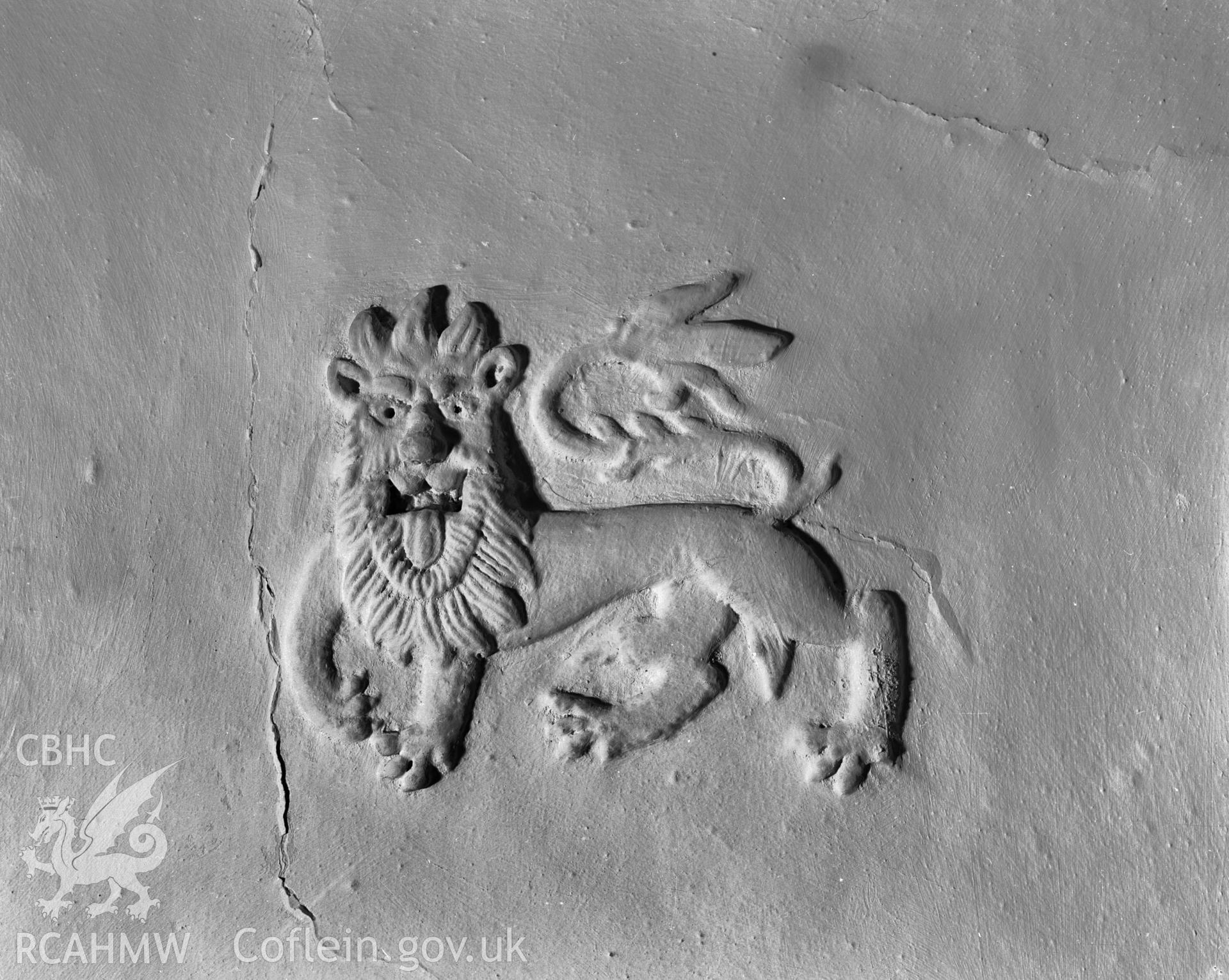 Interior, plasterwork detail showing a lion.