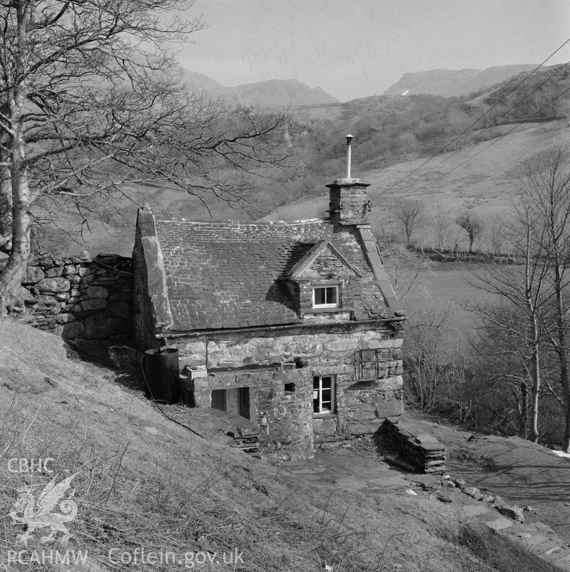 Black and white photograph showing Parc Gatehouse, Llanfrothen, Merioneth. Undated