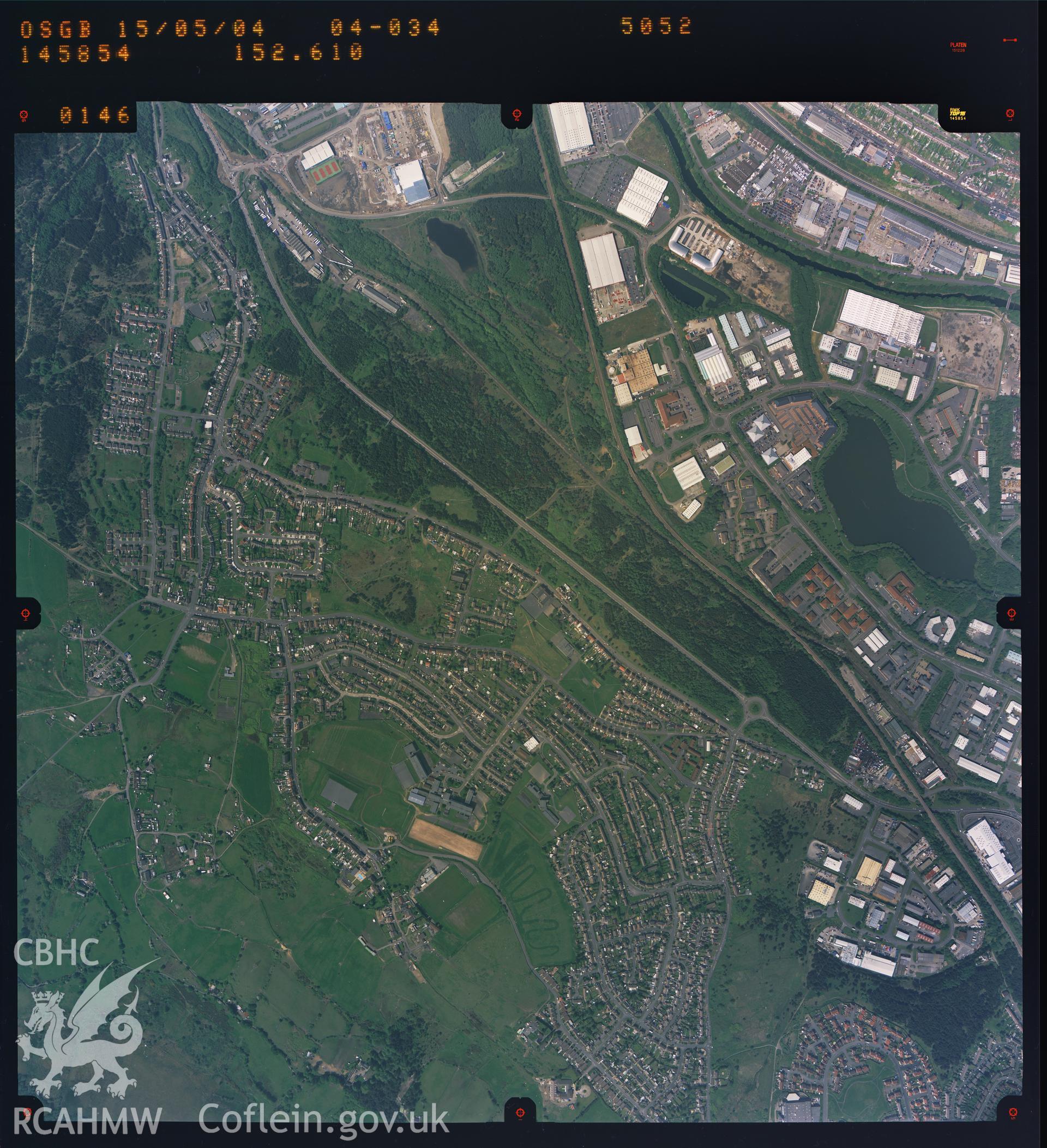 Digitized copy of a colour aerial photograph showing the Winsh-wen area of Swansea, taken by Ordnance Survey, 2004.
