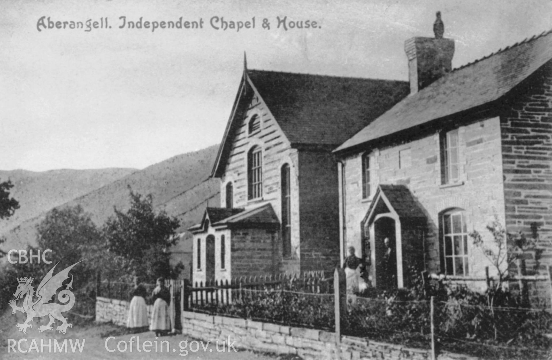 Horeb Chapel, Mallwyd;  B&W print copied from an undated postcard loaned for copying by Dilys Glover, 21 Greenside, Mold. Copy negative held.