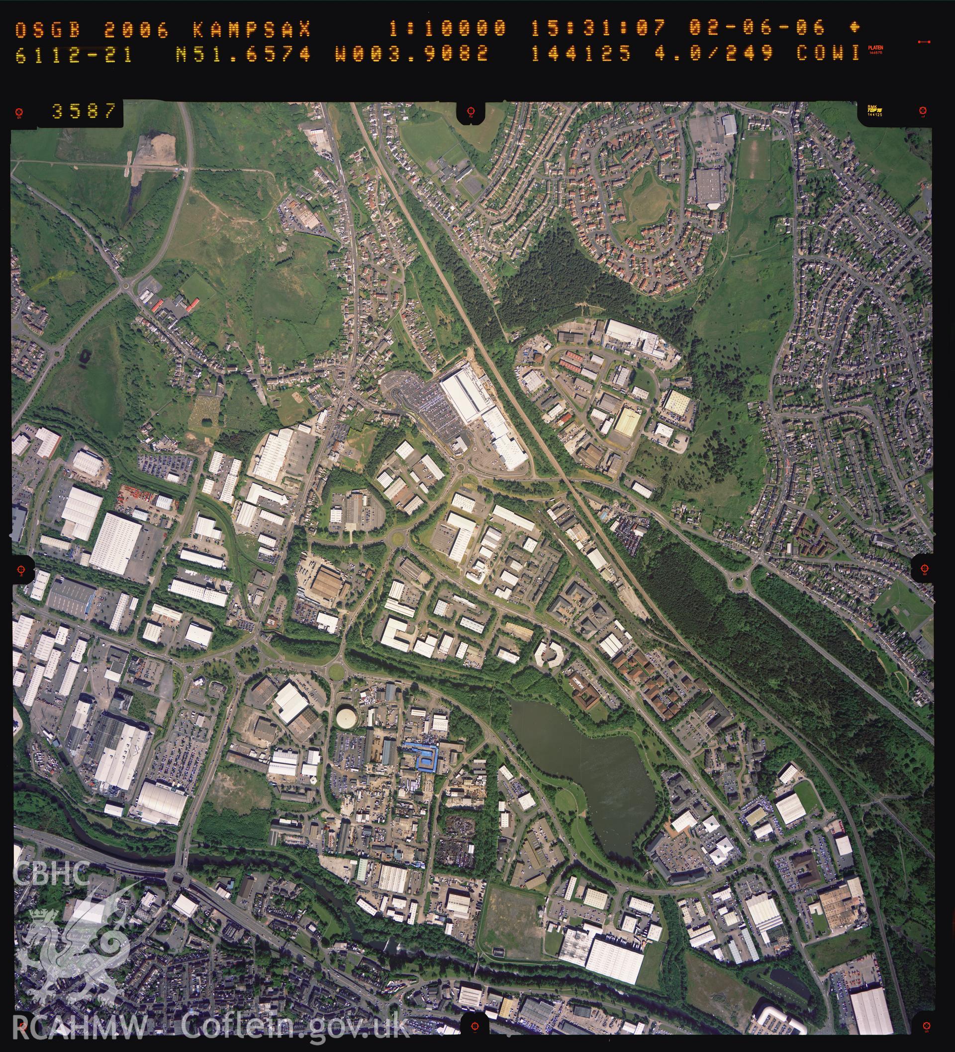 Digitized copy of a colour aerial photograph showing the Winsh-wen area, Swansea, taken by Ordnance Survey, 2006.
