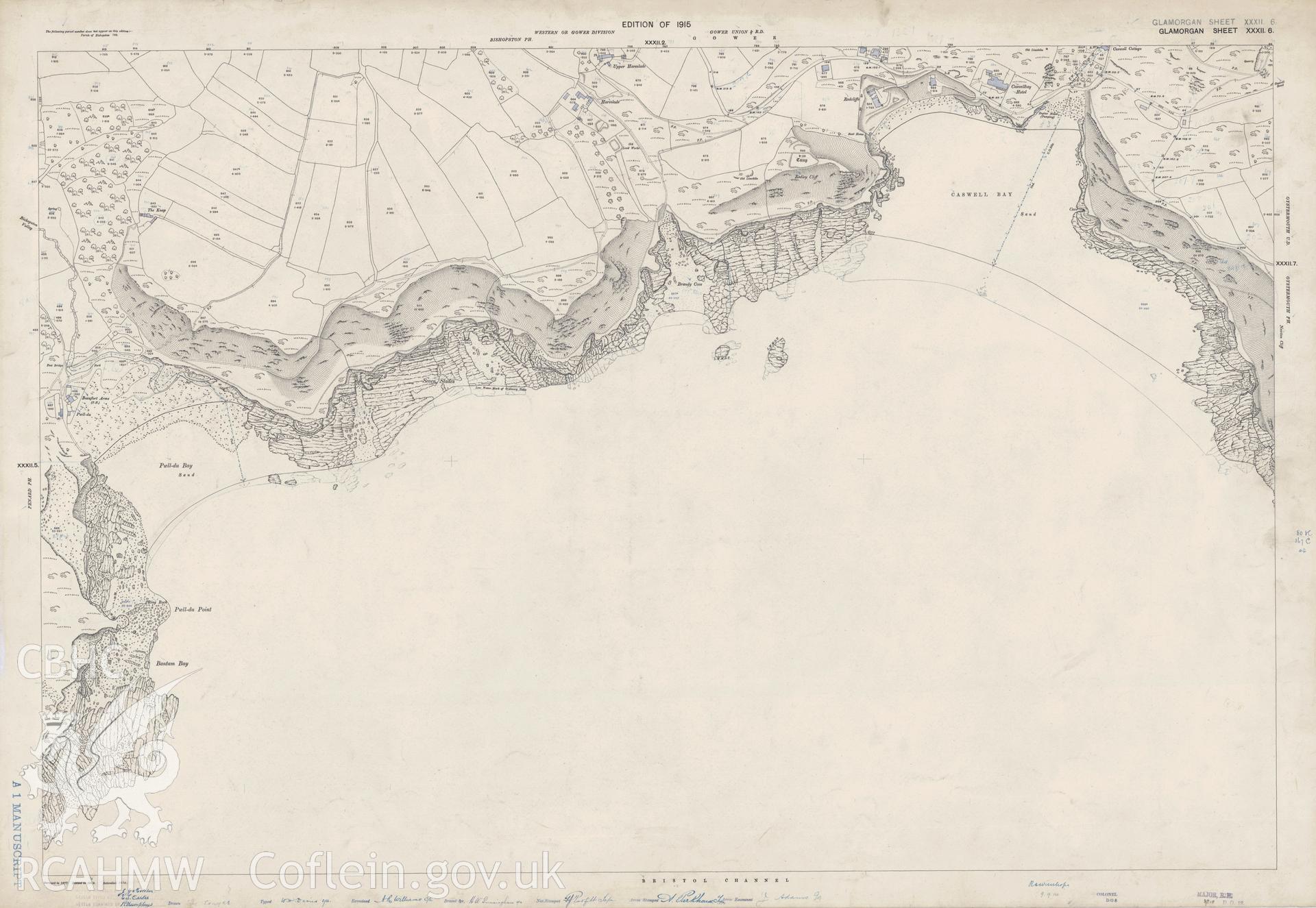 Copy of Ordnance Survey 25 inch Second Edition Proof map of Oystermouth.