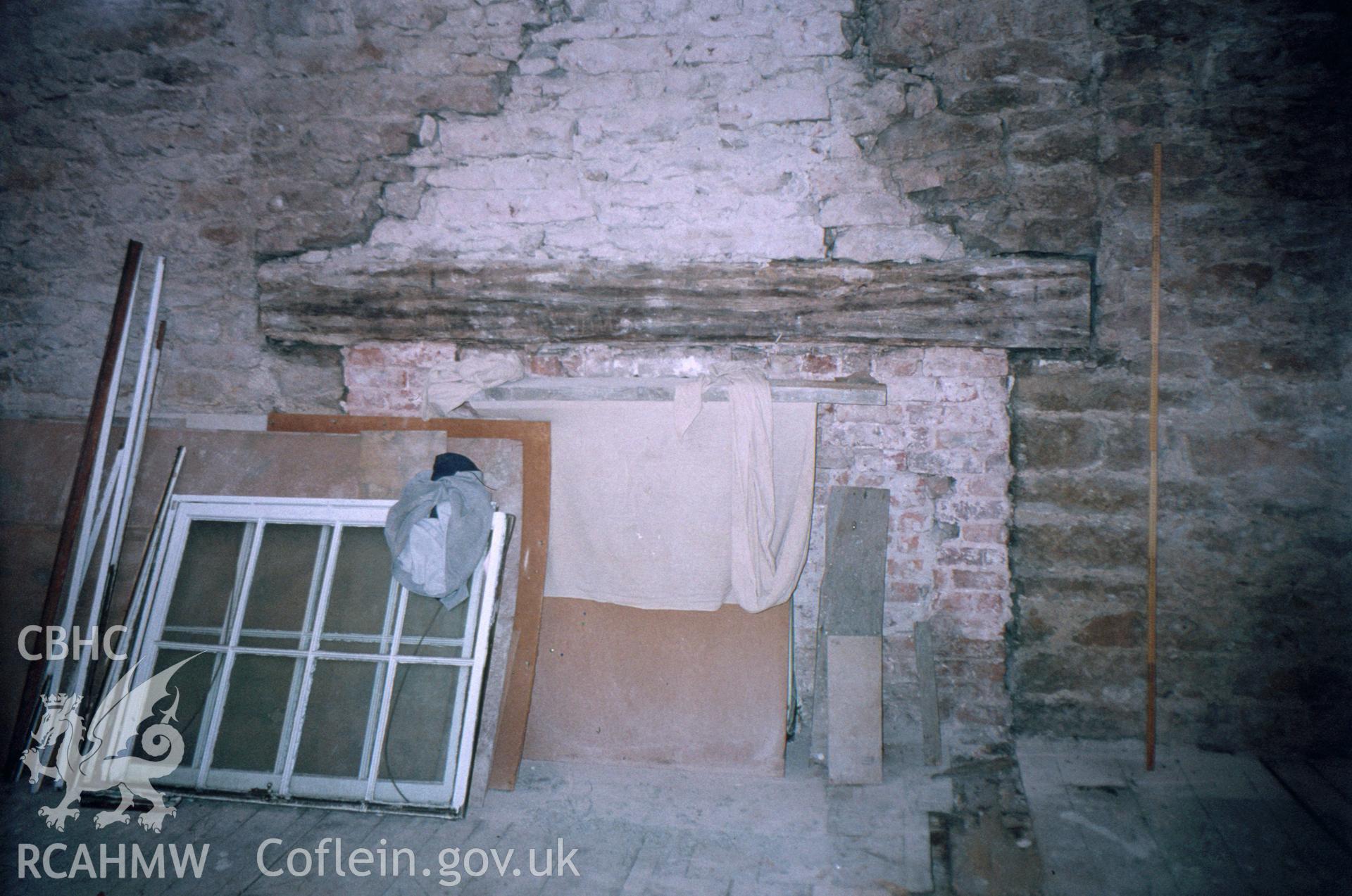 Interior view, showing fireplace on ground floor.