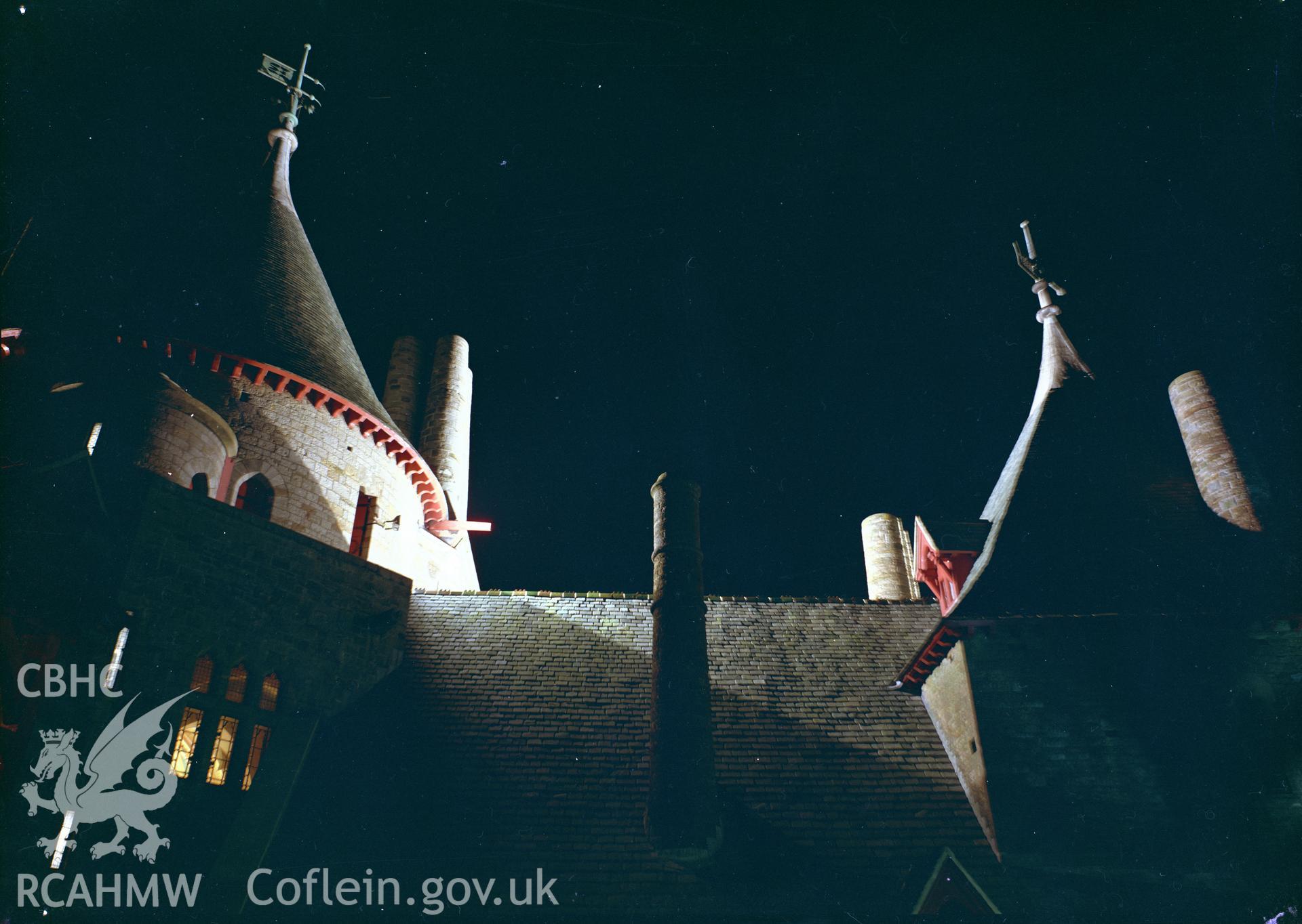 D.O.E photographs of Castell Coch. Floodlit.