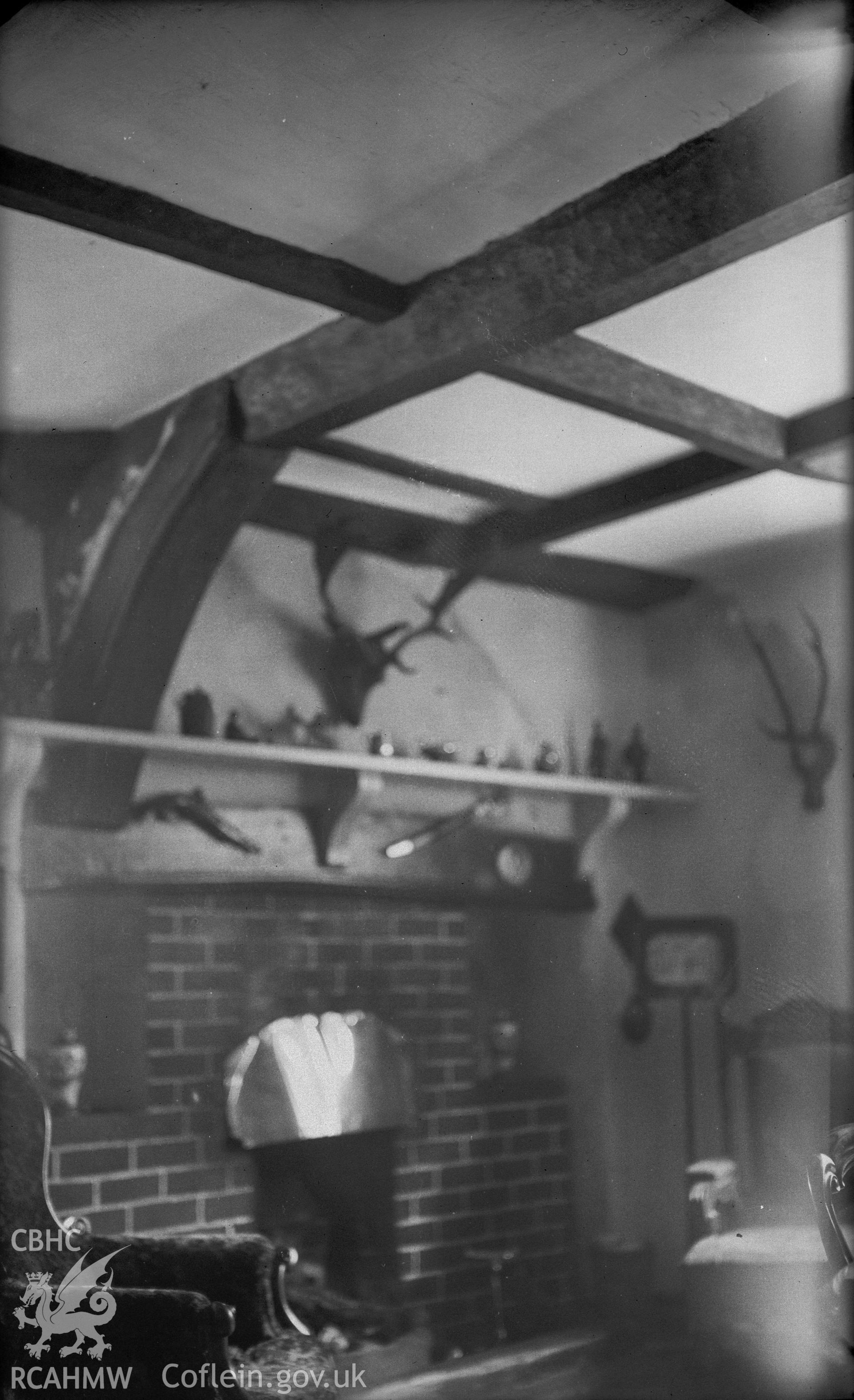 Interior view of Plas Uchaf, Llangollen Rural, taken 10.03.1942.