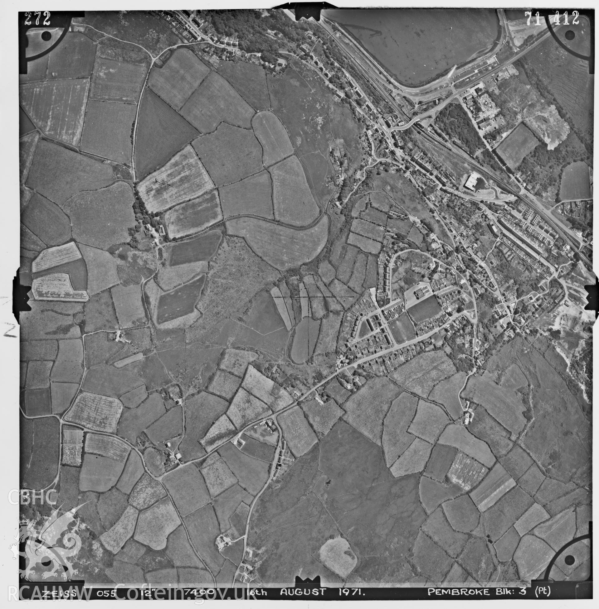 Aerial photograph showing the area around Goodwick, taken by Ordnance Survey, 1971.