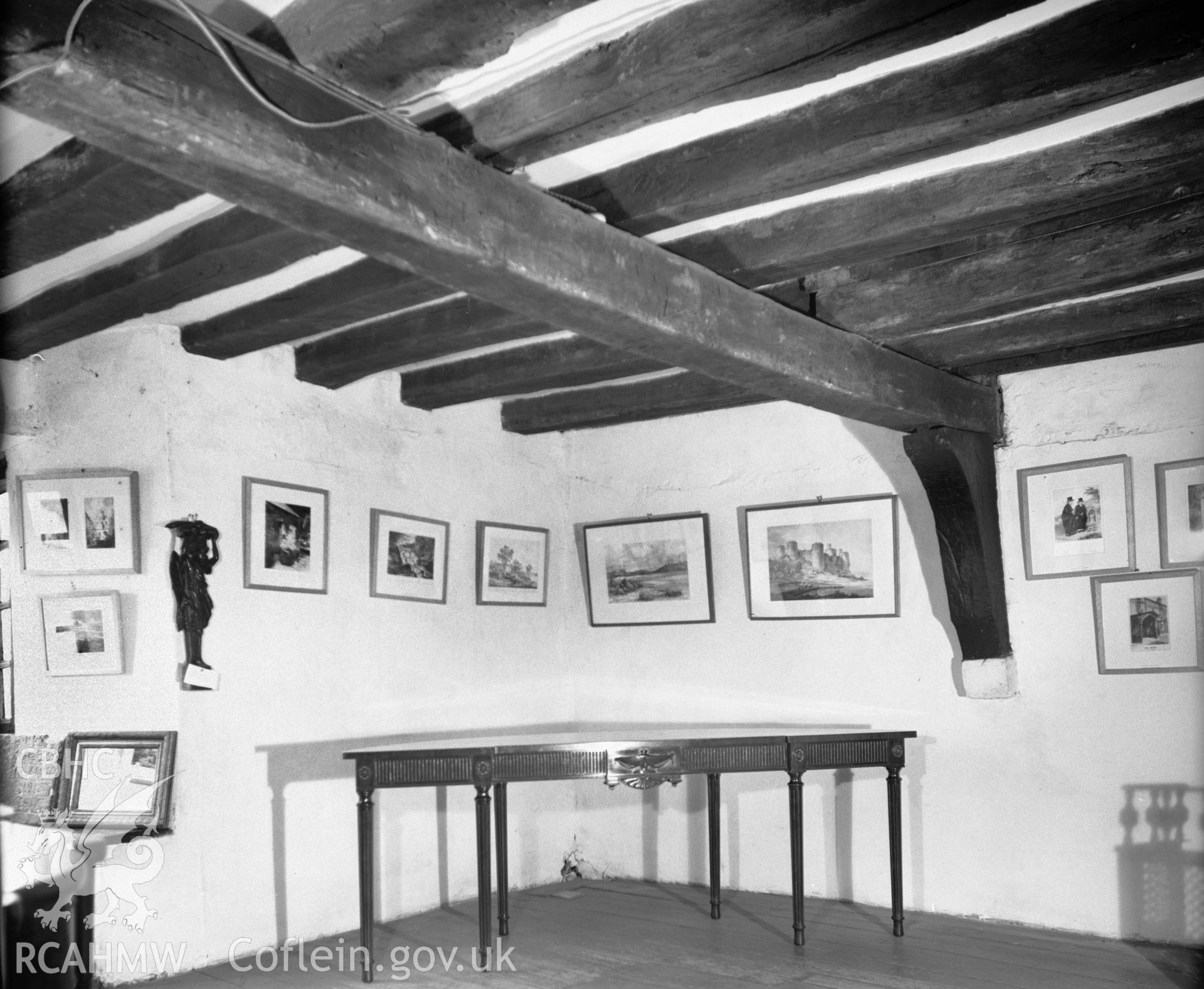 Interior view of Aberconwy House showing ceiling.