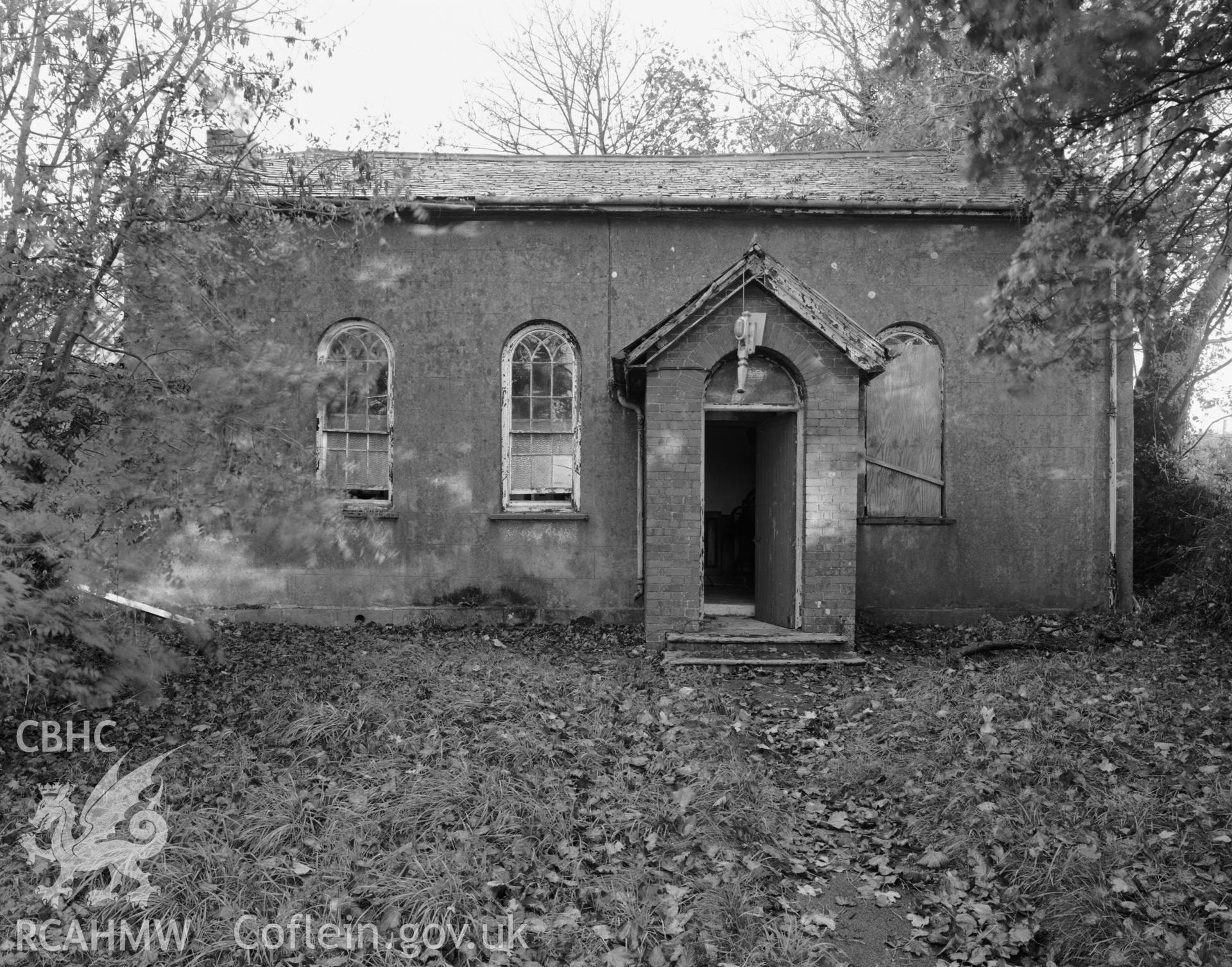 Exterior, chapel, front elevation.