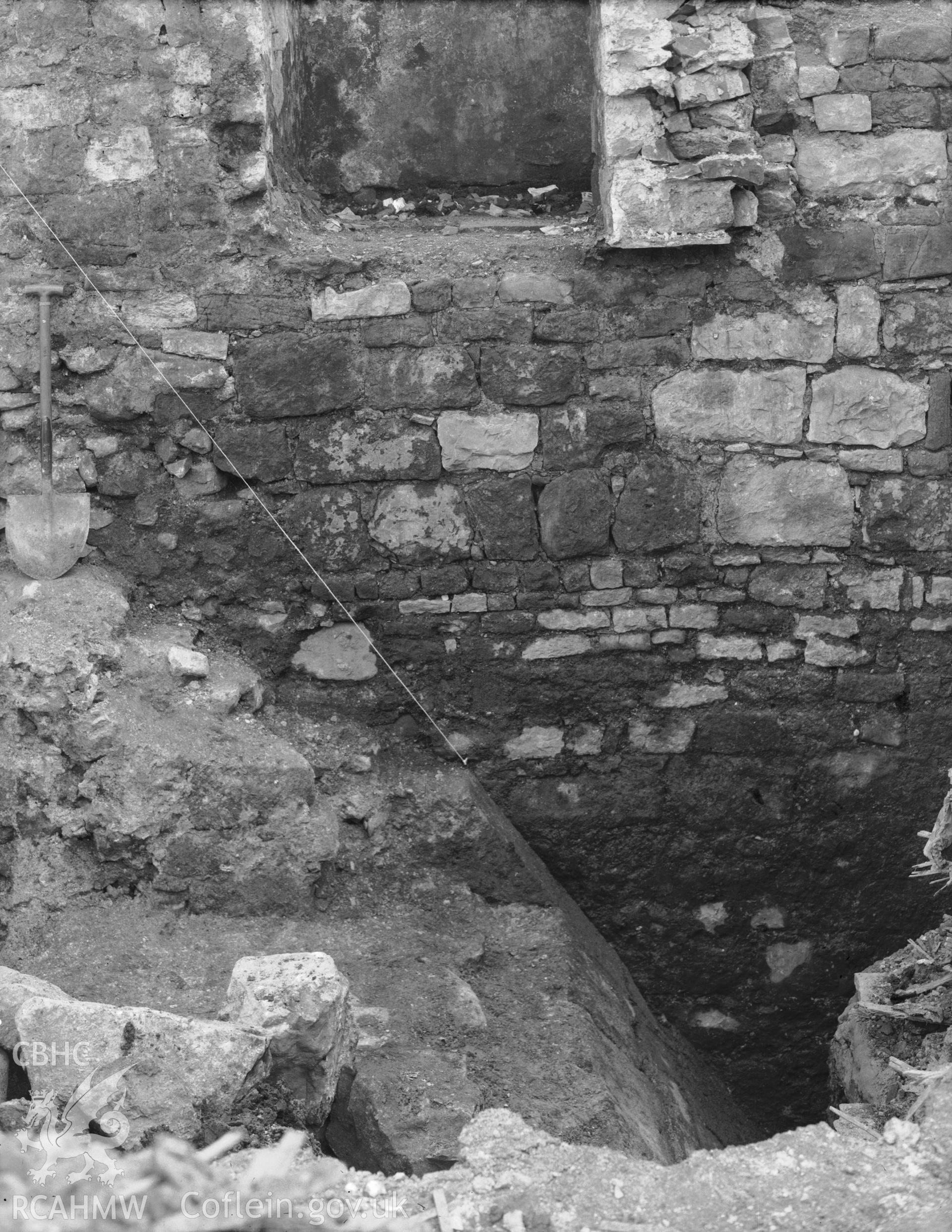 View of a section of Caernarfon Town Wall, Llanbeblig, taken in 1956.