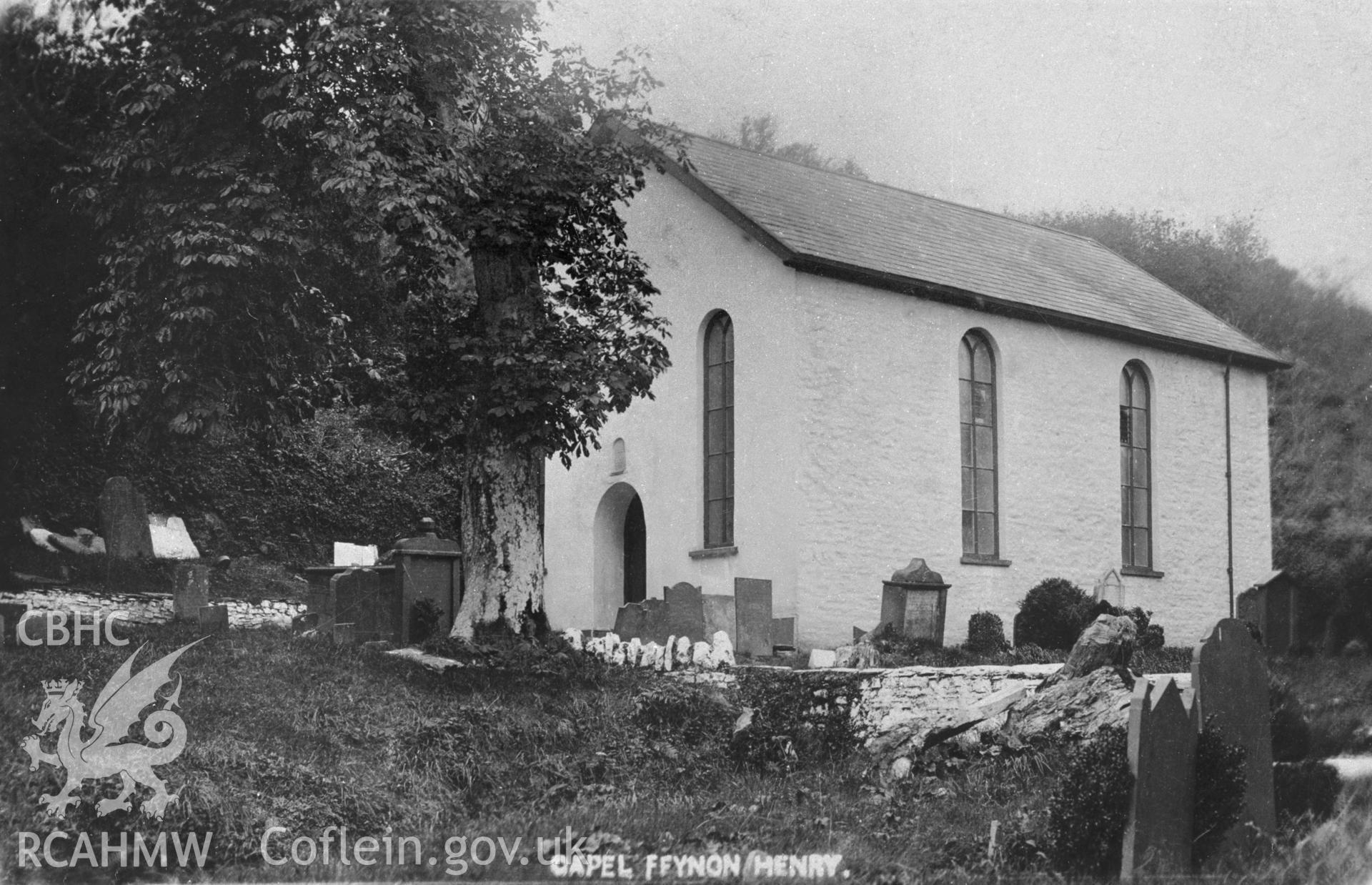 Capel Ffynnon Henry, Cynwyl Elfed;  photo copied from a postcard loaned by Thomas Lloyd, dated 1906. Copy negative held.