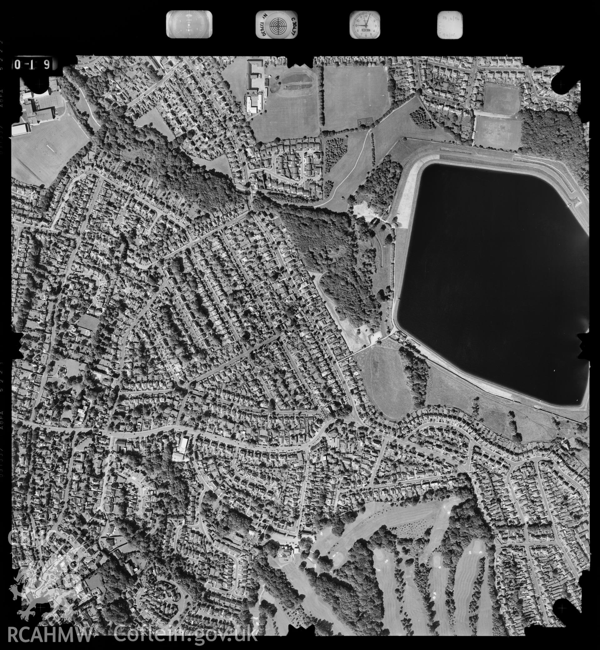 Digitized copy of an aerial photograph showing the Cyncoed area, taken by Ordnance Survey, 1994.