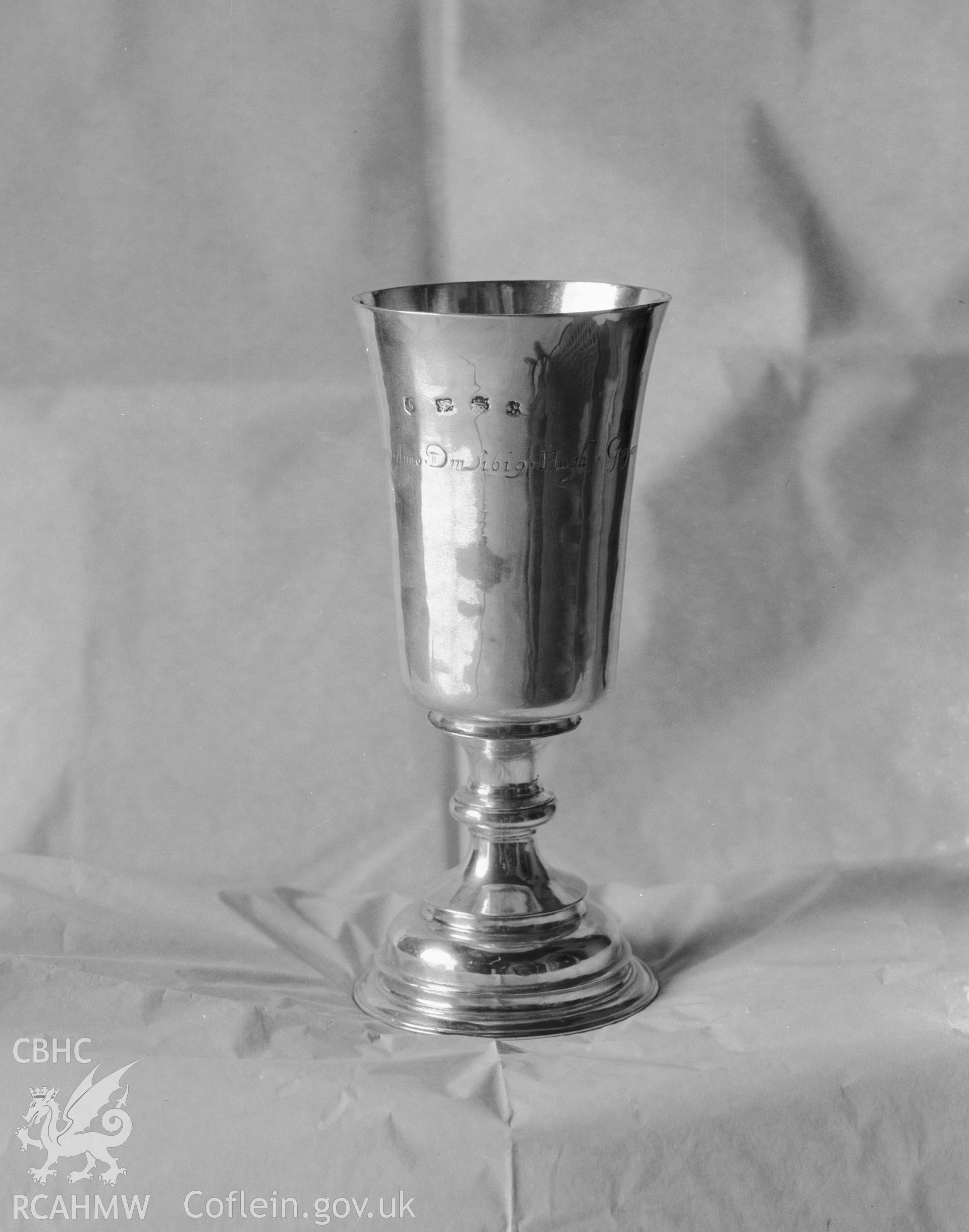 Detail view of cup from St Twrog's Church, Llandwrog, taken 1938.