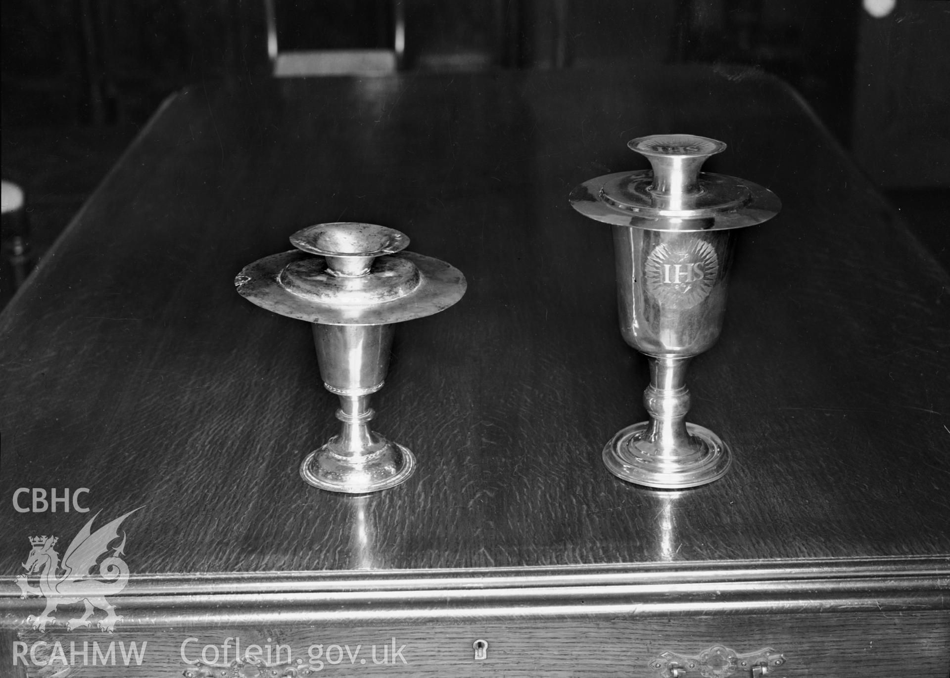 Display of church plate from St. Bodfans Church taken 03.06.1939.