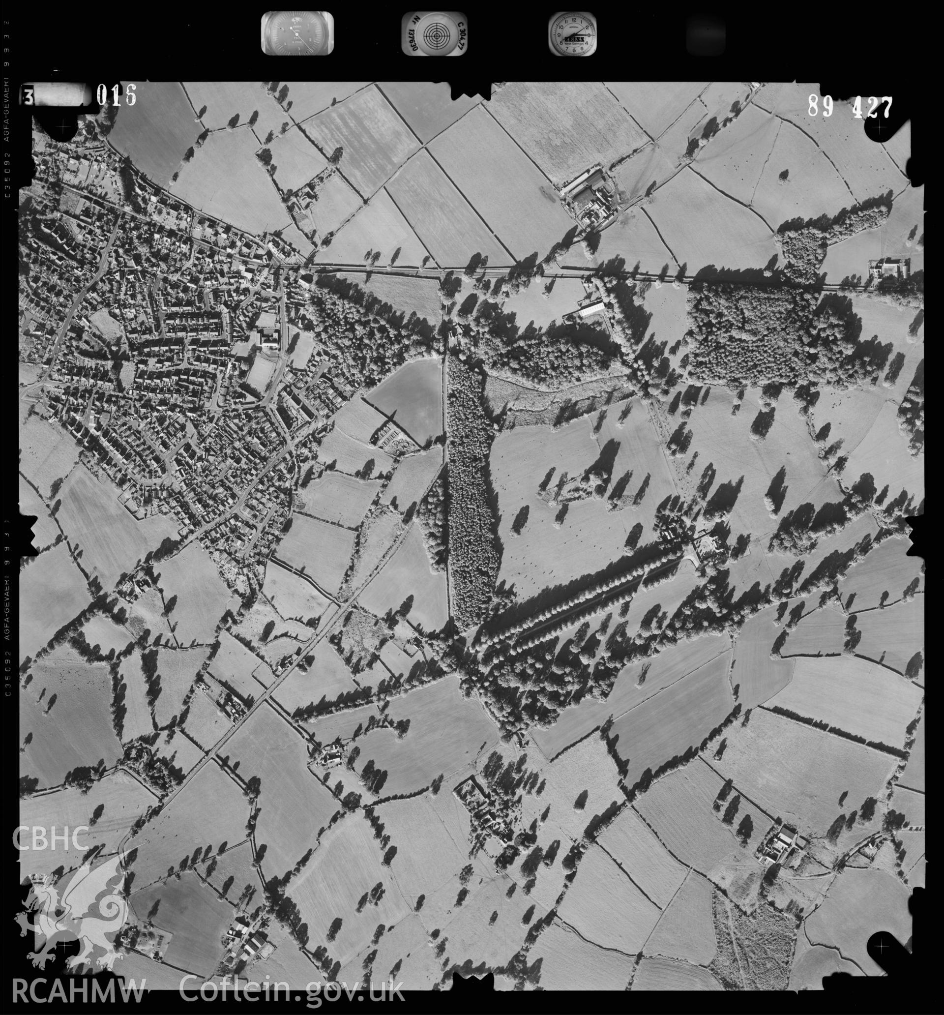 Digitized copy of an aerial photograph showing the Soughton area,  taken by Ordnance Survey, 1989.