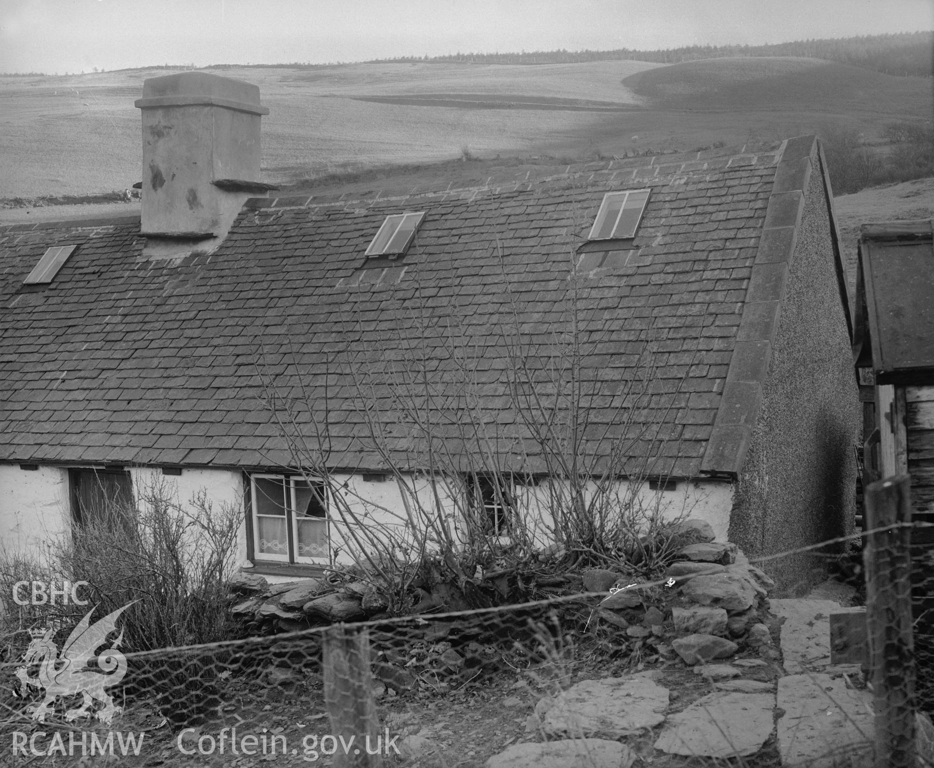 Black and white photograph of Blaen y Glascwm showing the west end of the house from the north, taken by RCAHMW Dec 1949.