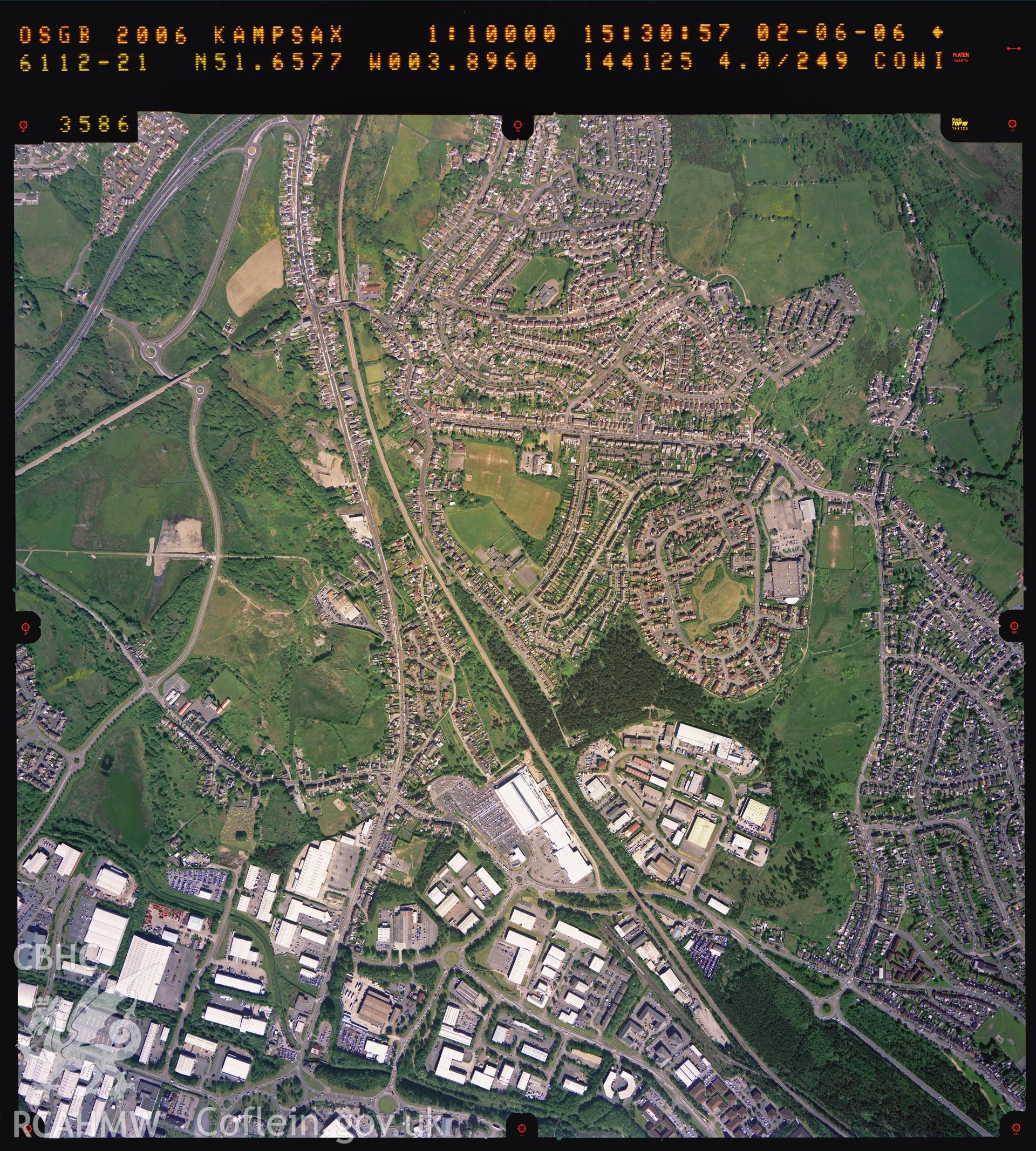 Digitized copy of a colour aerial photograph showing the Winsh-wen area, Swansea, taken by Ordnance Survey, 2006.