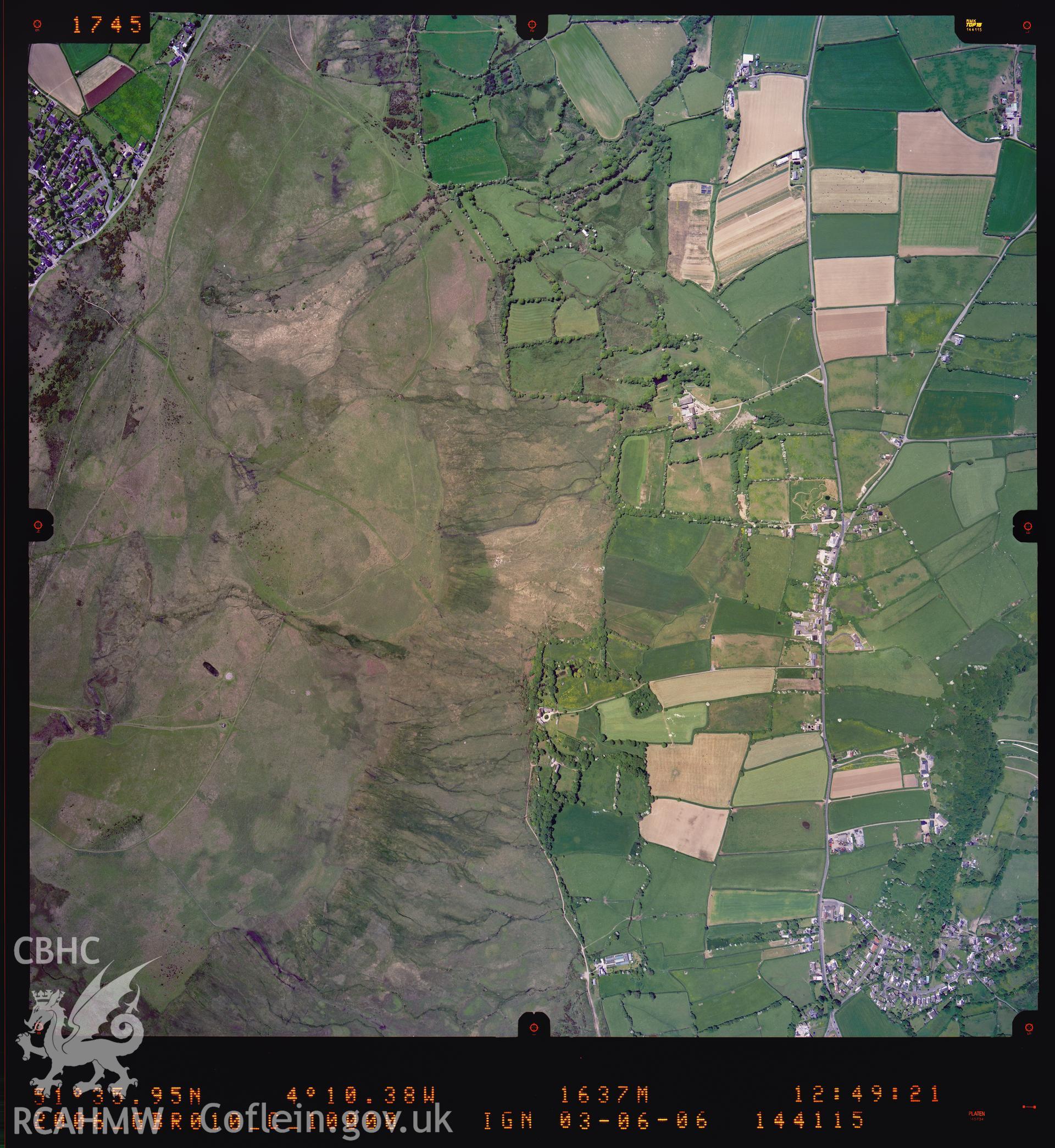 Digitized copy of a colour aerial photograph showing the Gower area, taken by Ordnance Survey, 2006.