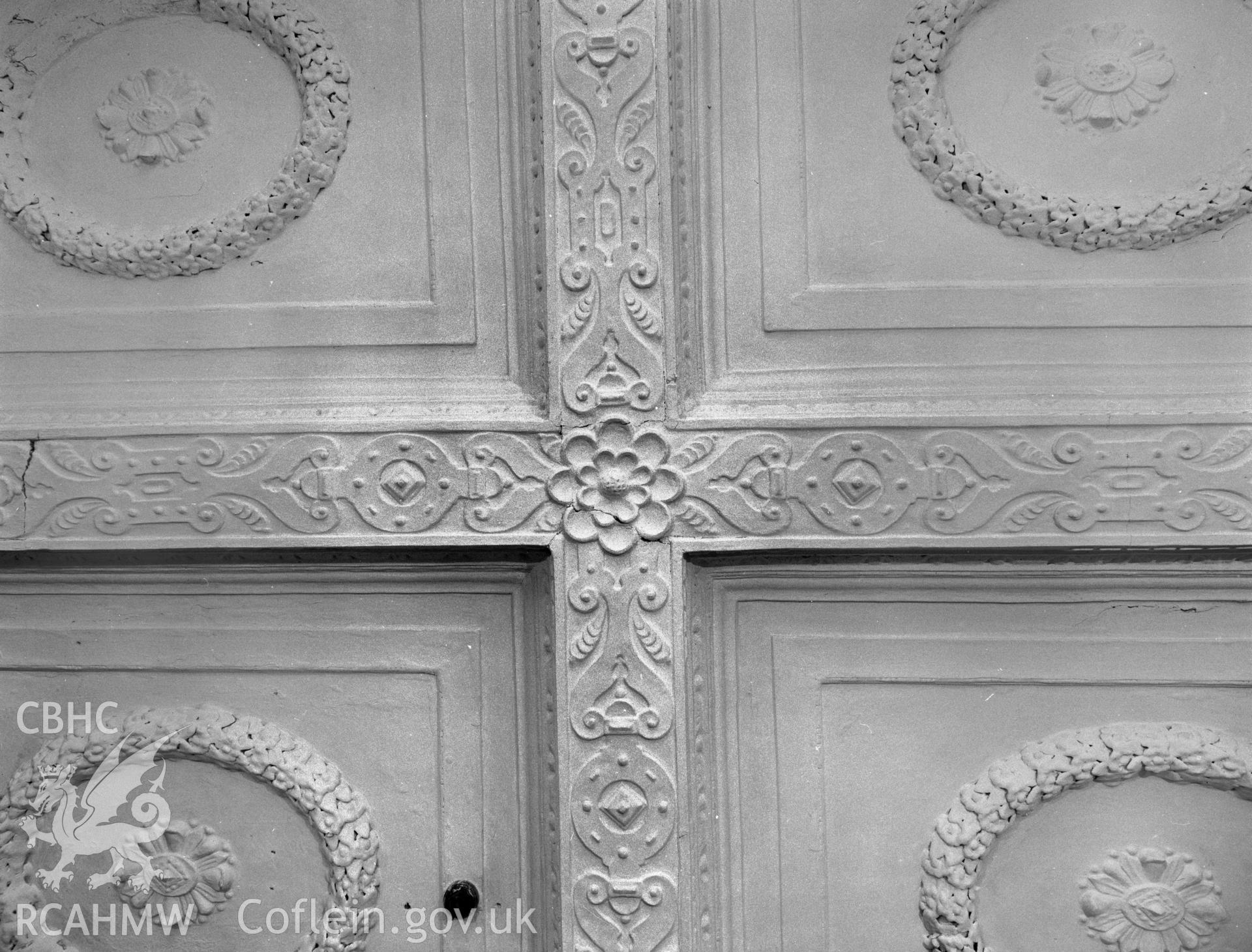 Interior, detail of ceiling in north room