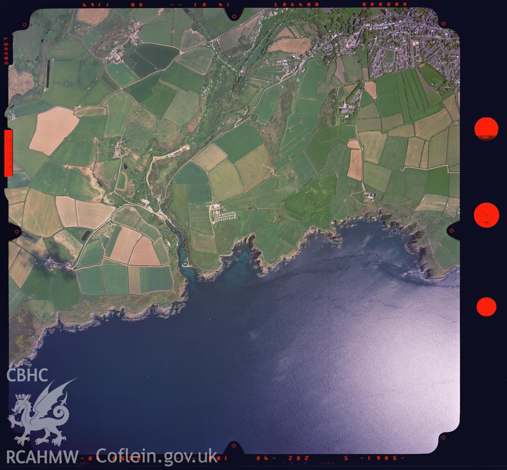 Digitized copy of a colour aerial photograph showing the Porthglais area, taken by Ordnance Survey, 2004.