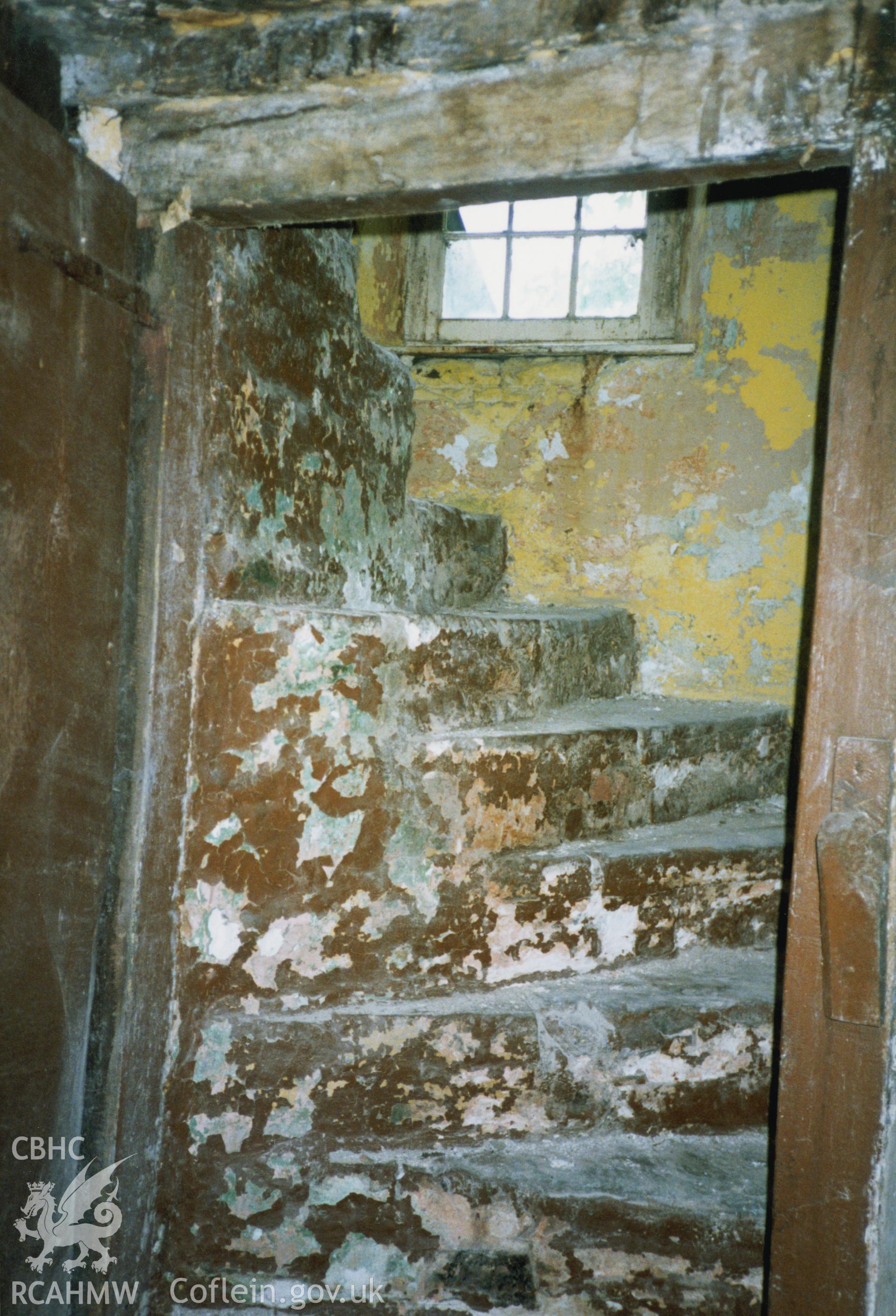 Stairwell at Wern Ddu, taken 1995.