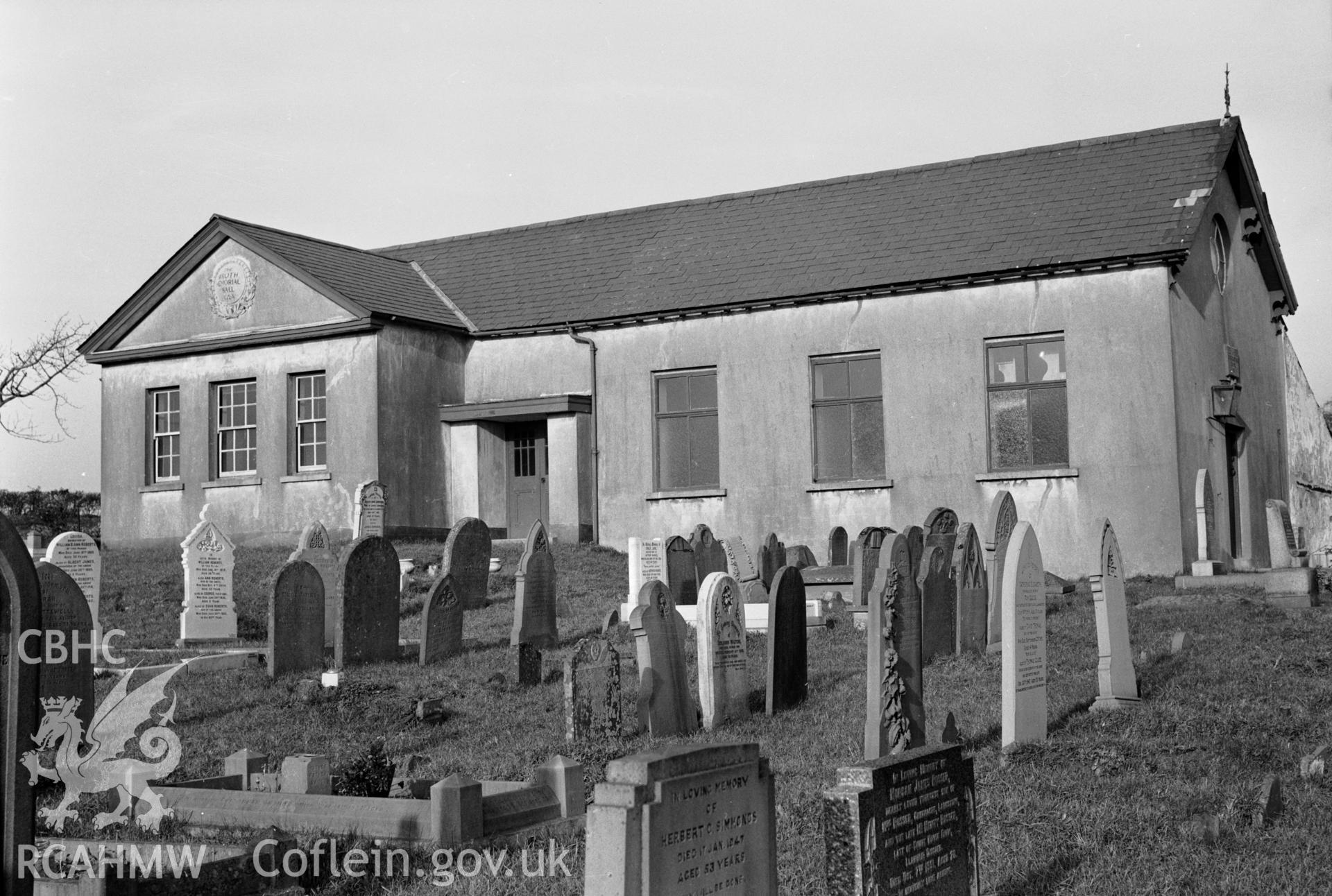Black and white photo of Tabernacle Chapel taken by E.G. Holt, 1957.