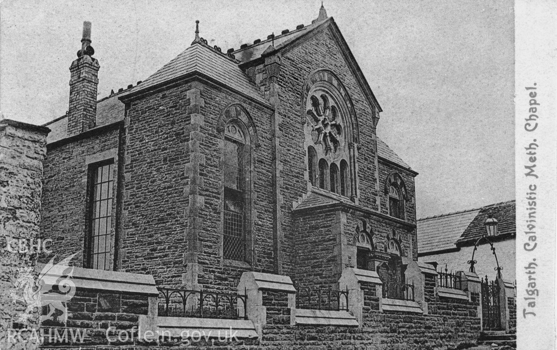 Calvinistic Methodist Chapel, Talgarth; b&w photograph copied from an undated postcard loaned for copying by Thomas Lloyd.