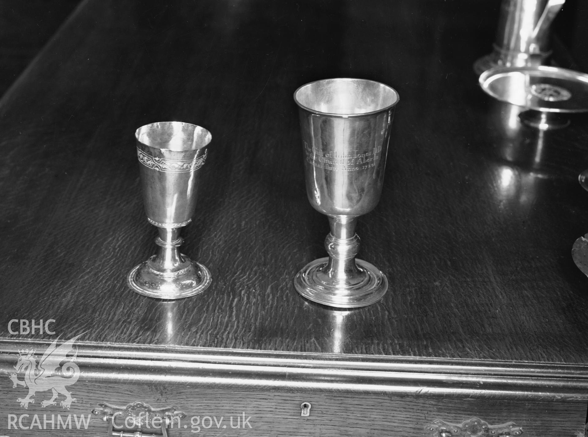 Display of church plate from St. Bodfan's Church taken 03.06.1939.