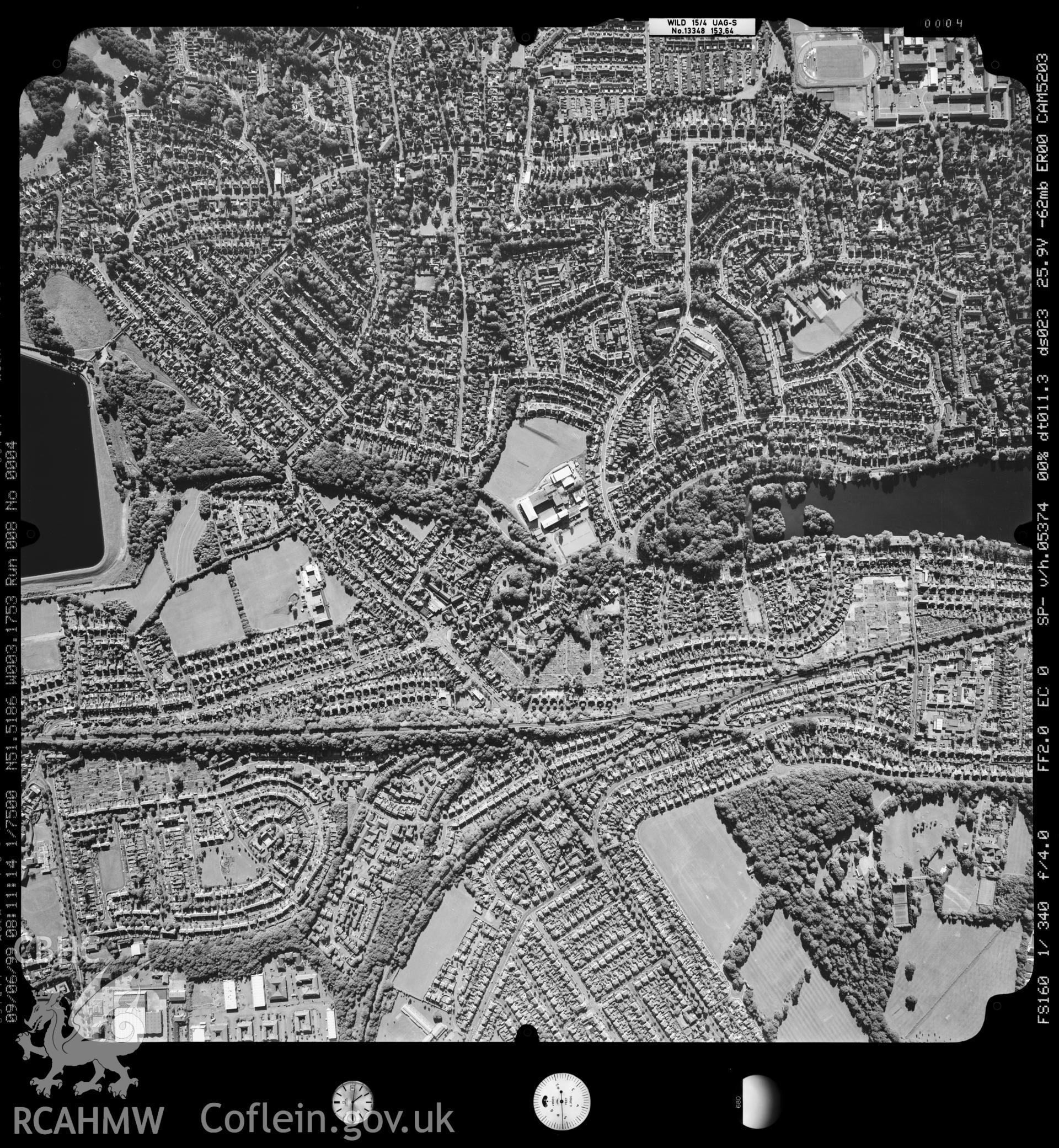 Digitized copy of an aerial photograph showing Cyncoed area, taken by Ordnance Survey,  1997.