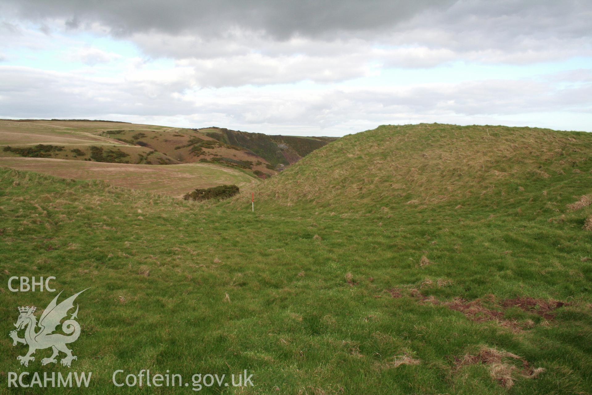Looking north across the annexe to the main fort entrance.