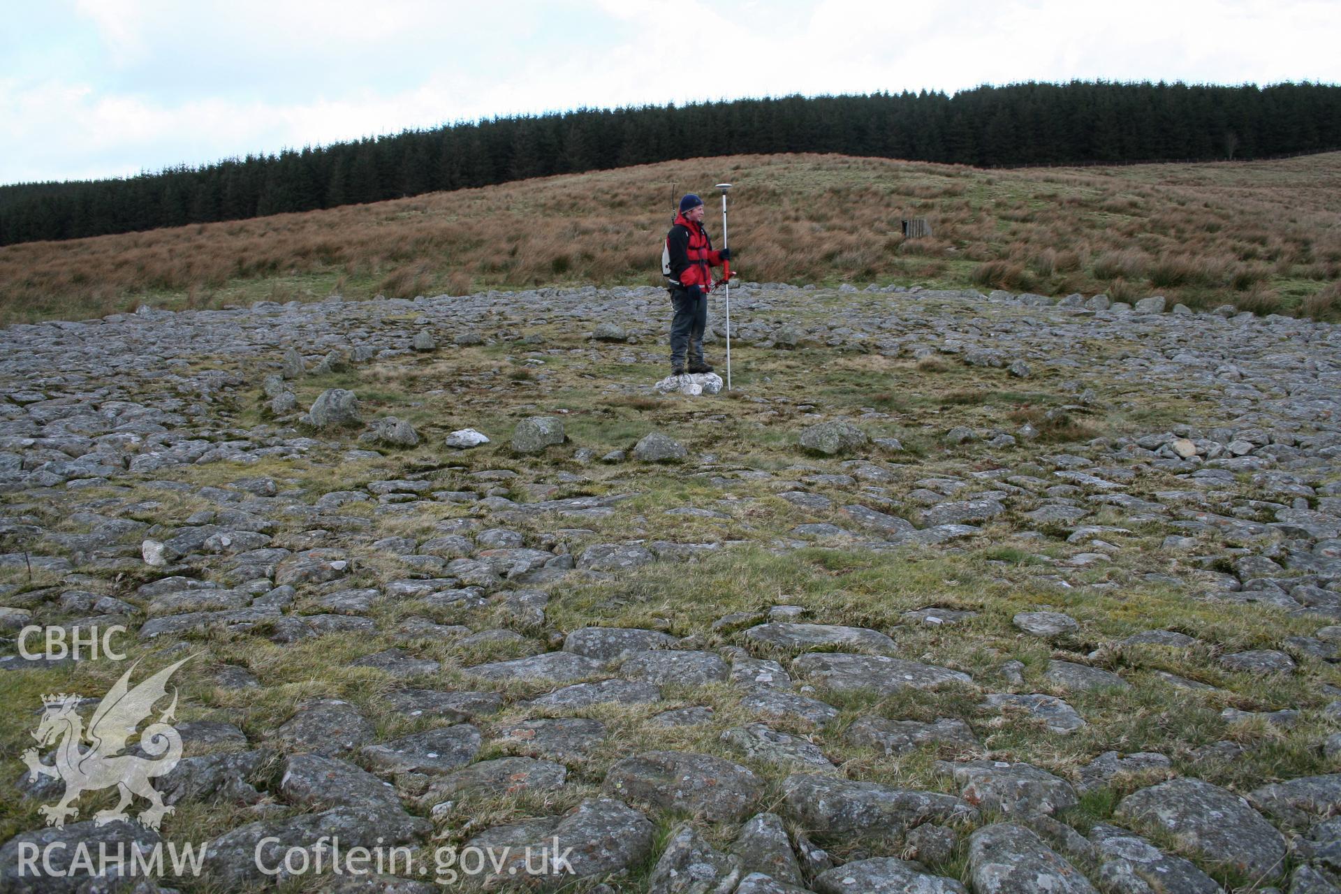 Detail of the Platform Cairn, showing the stone ring that defined the first phase open centre of the cairn.