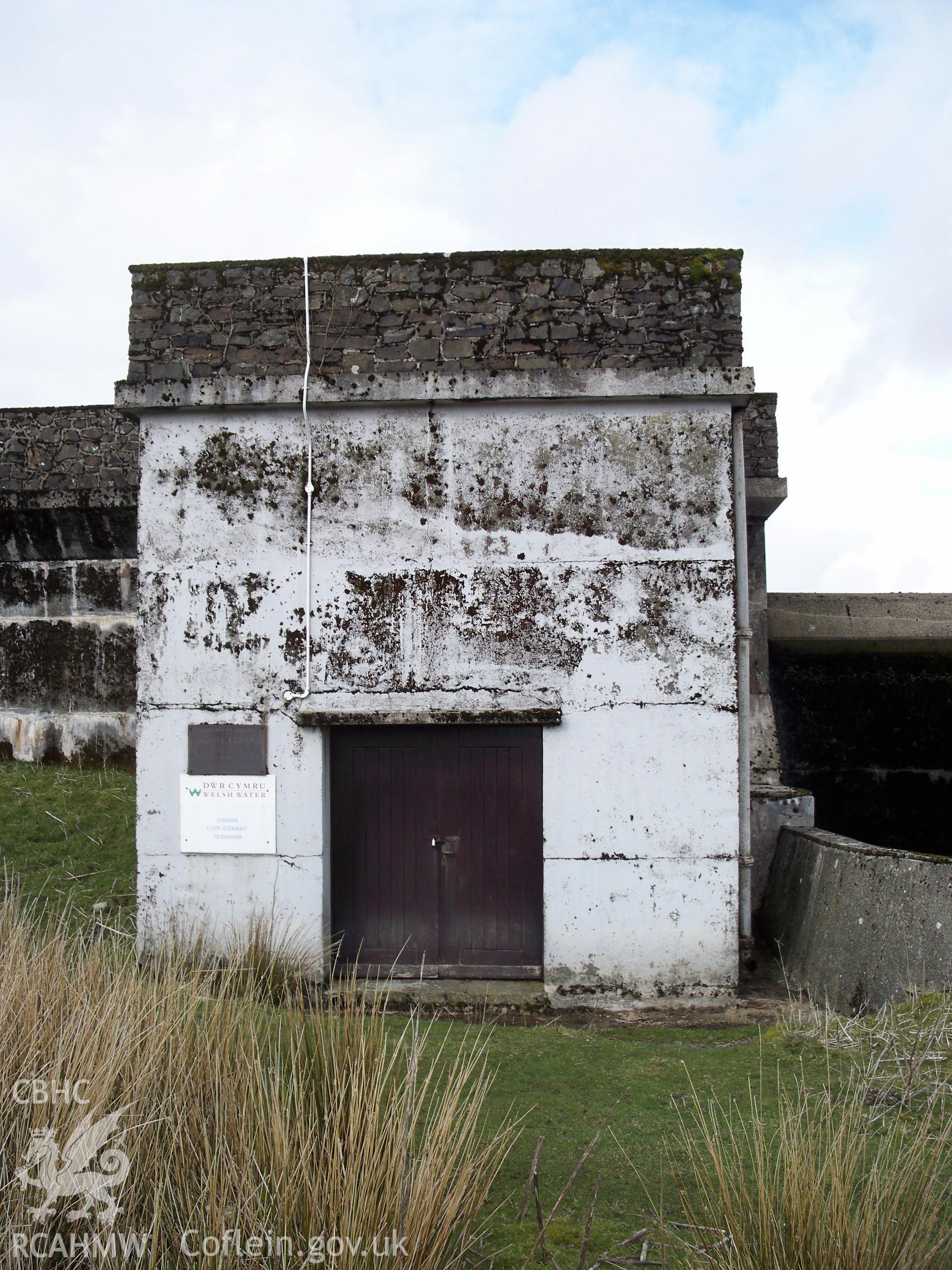 Llyn Egnant dam regulation tower/valve house, taken from the south.
