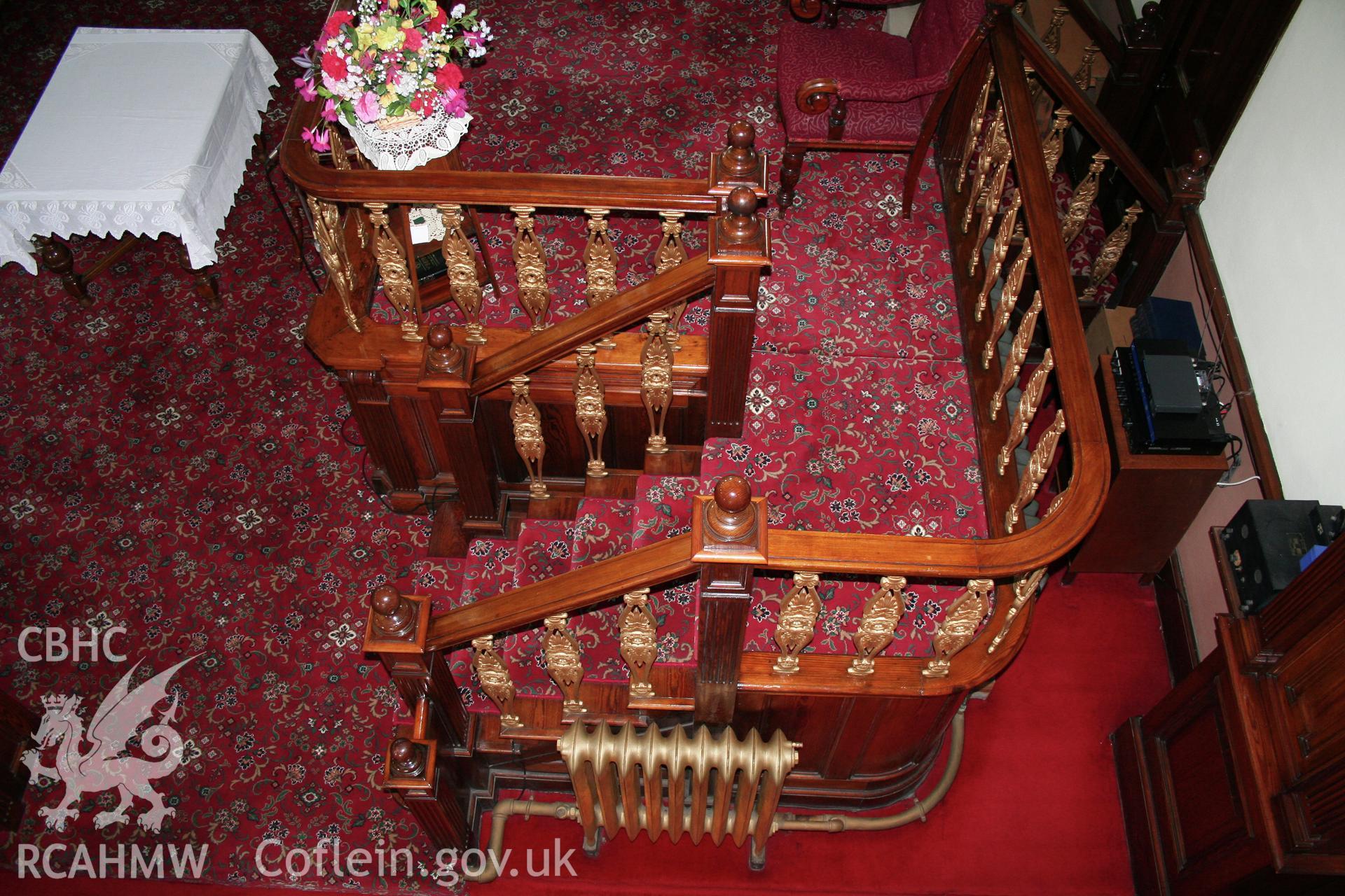 Moriah Chapel detail of pulpit stairs.