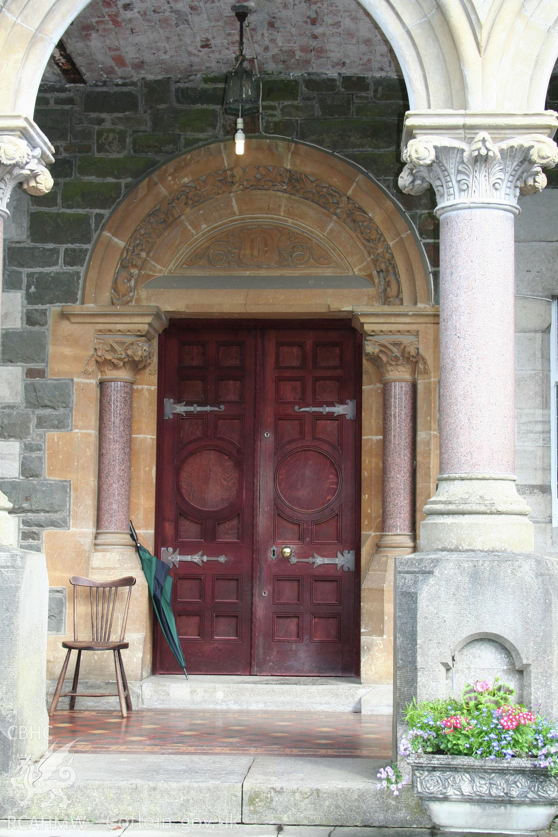 Tyn-y-Coed Mansion, detail of entrance doorway.