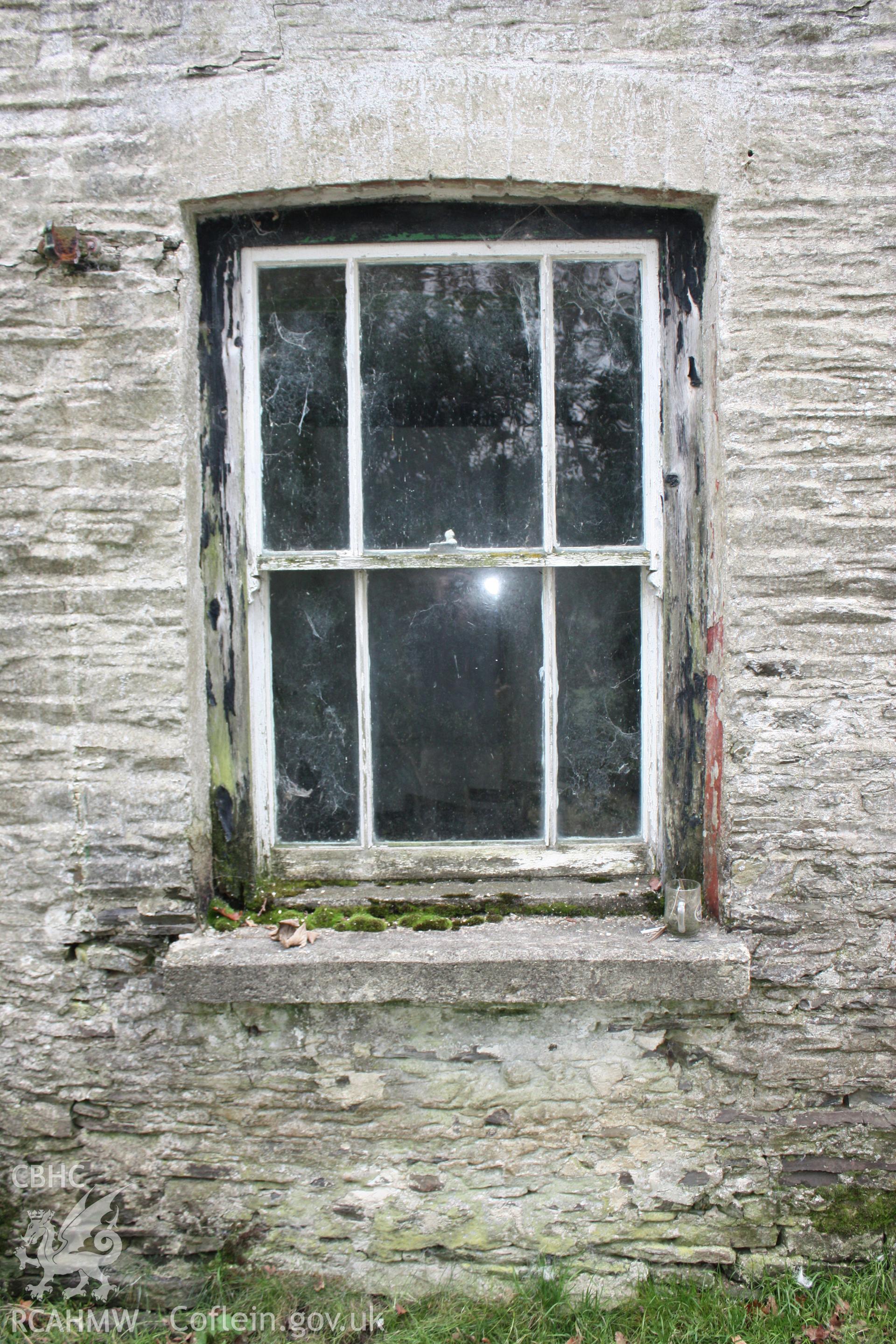 Exterior, view of sash window.
