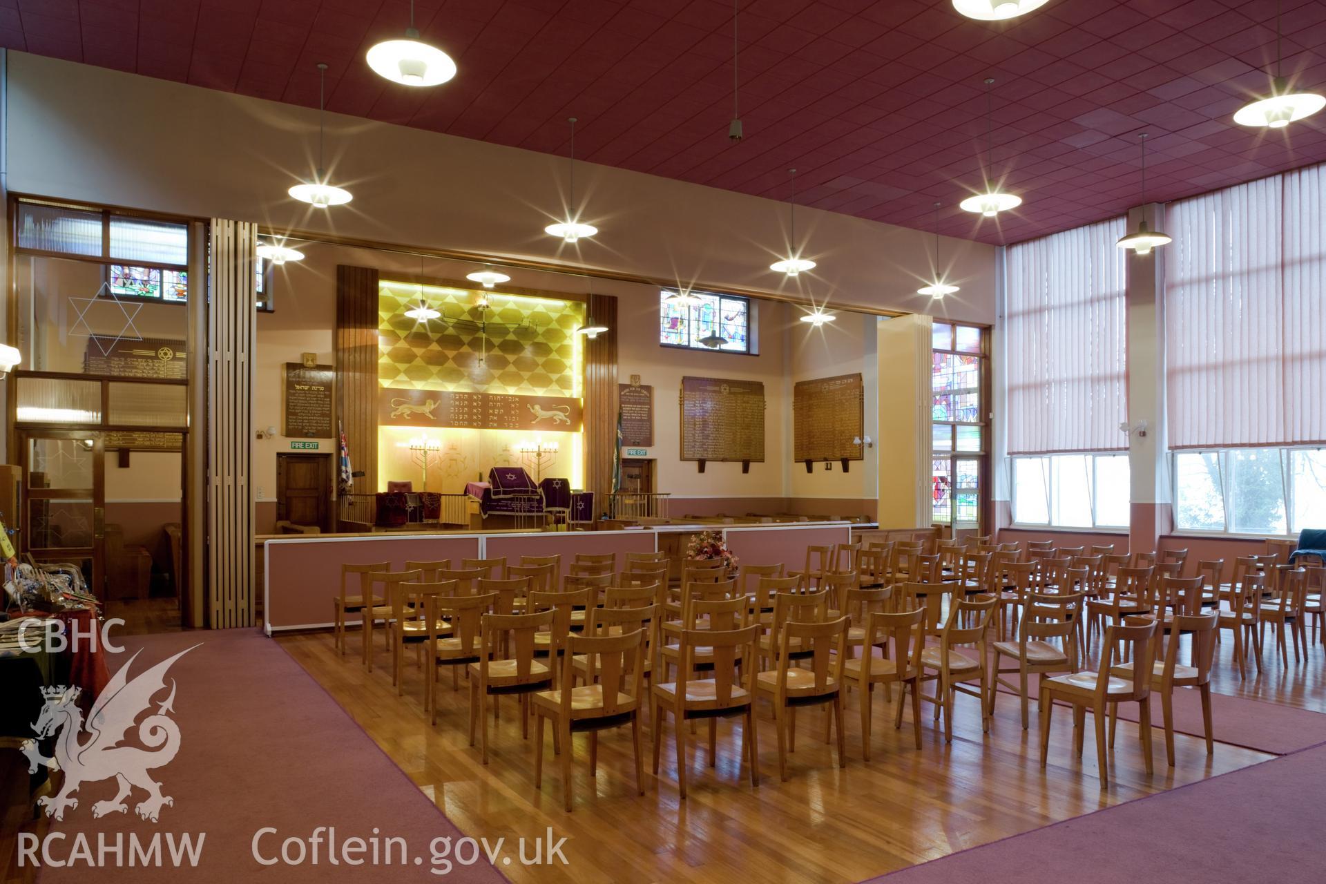 Synagogue interior, view from the west.
