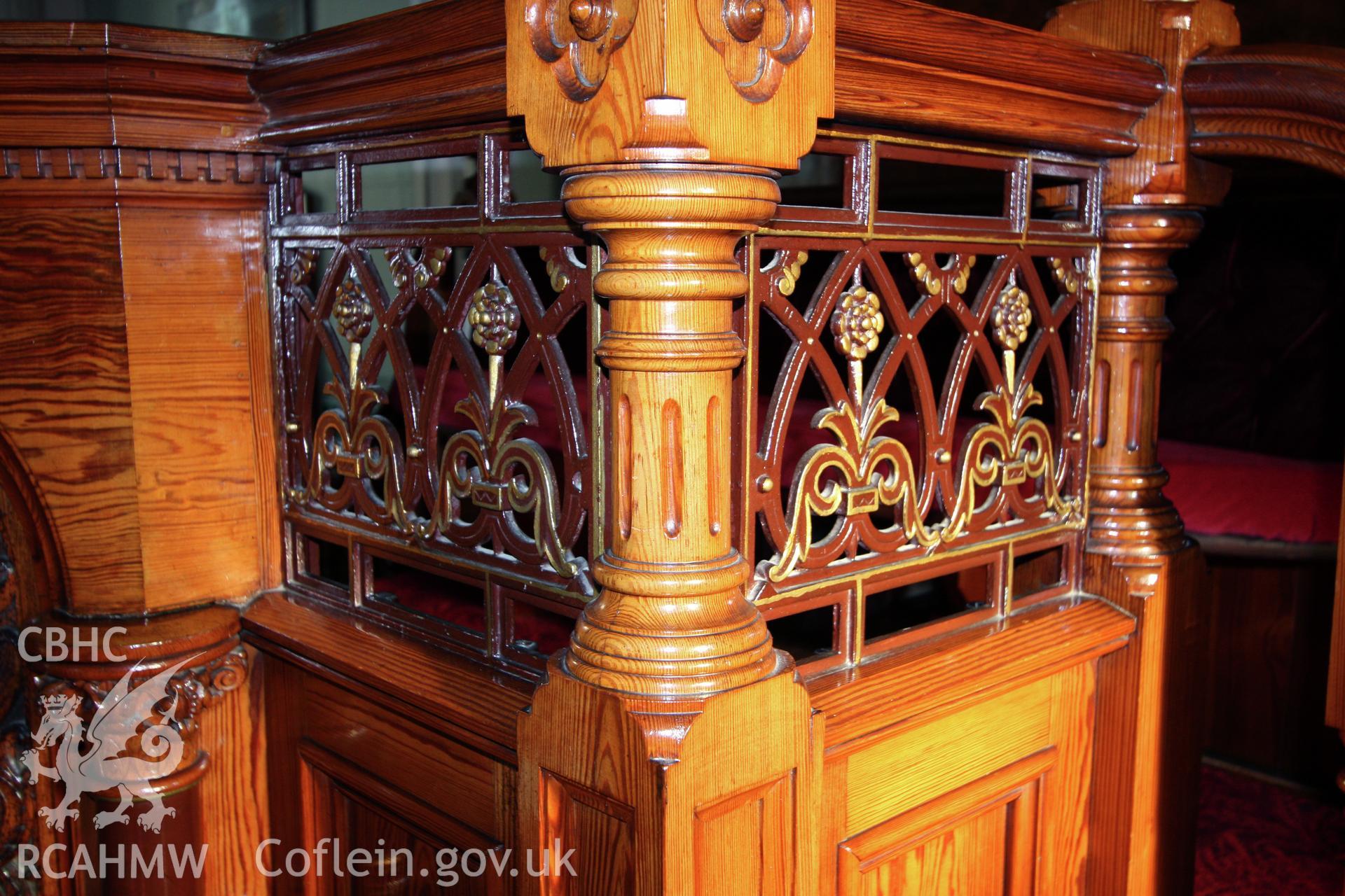 Capel Y Morfa, detail of pulpit ornamentaion.