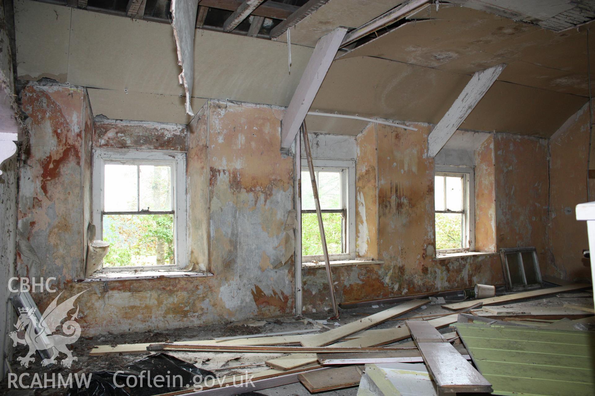 Interior, view of first-floor windows.