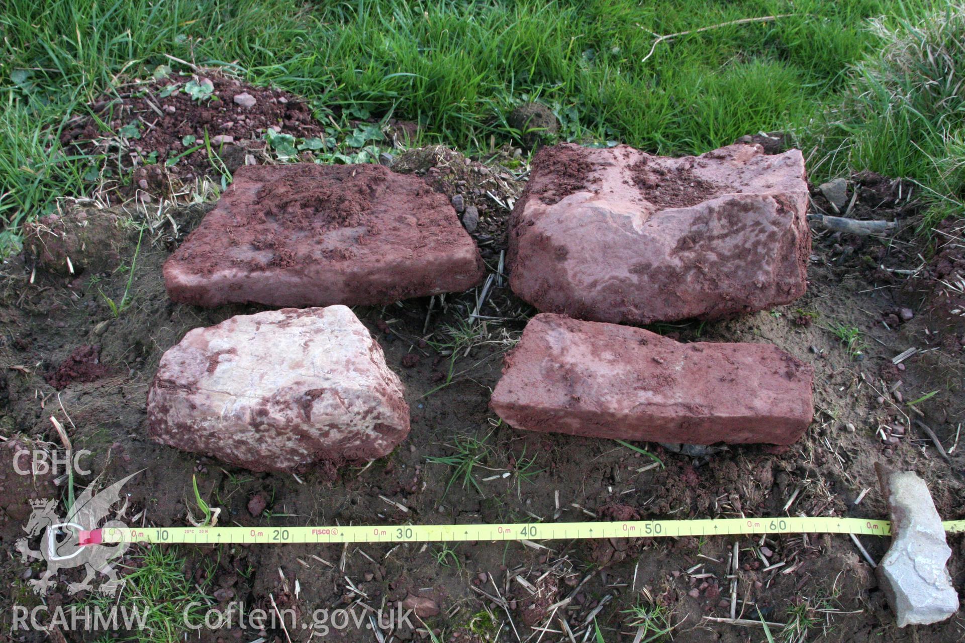 Fragments of walling from the ploughsoil around the main fort entrance.