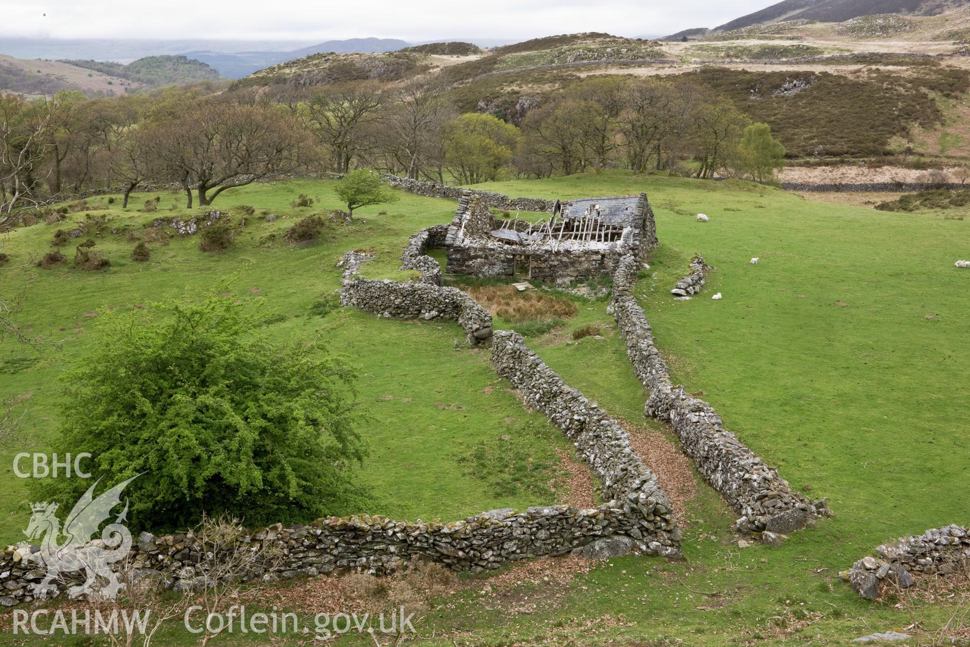 View from the southeast with walled approach.