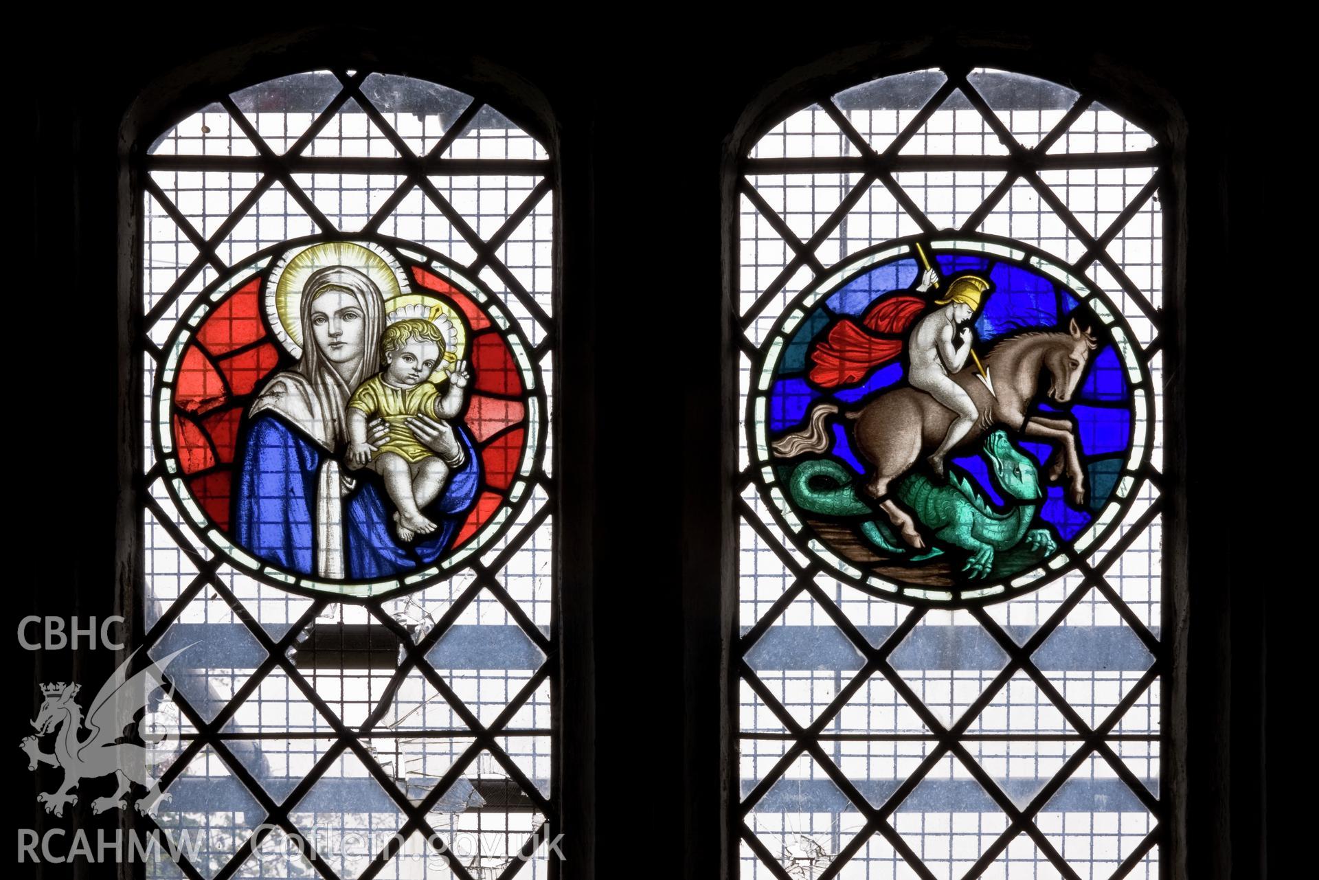 Stained glass in south wall.