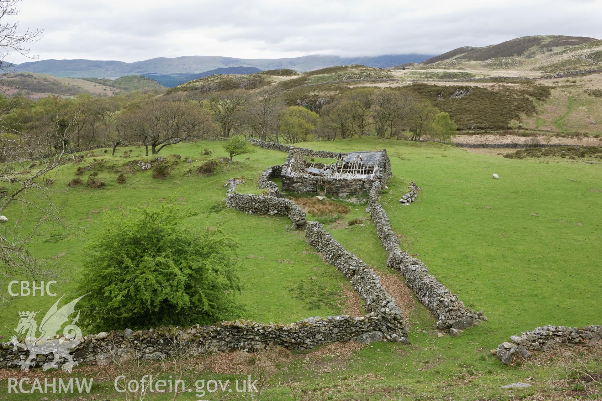 View from the southeast with walled approach.