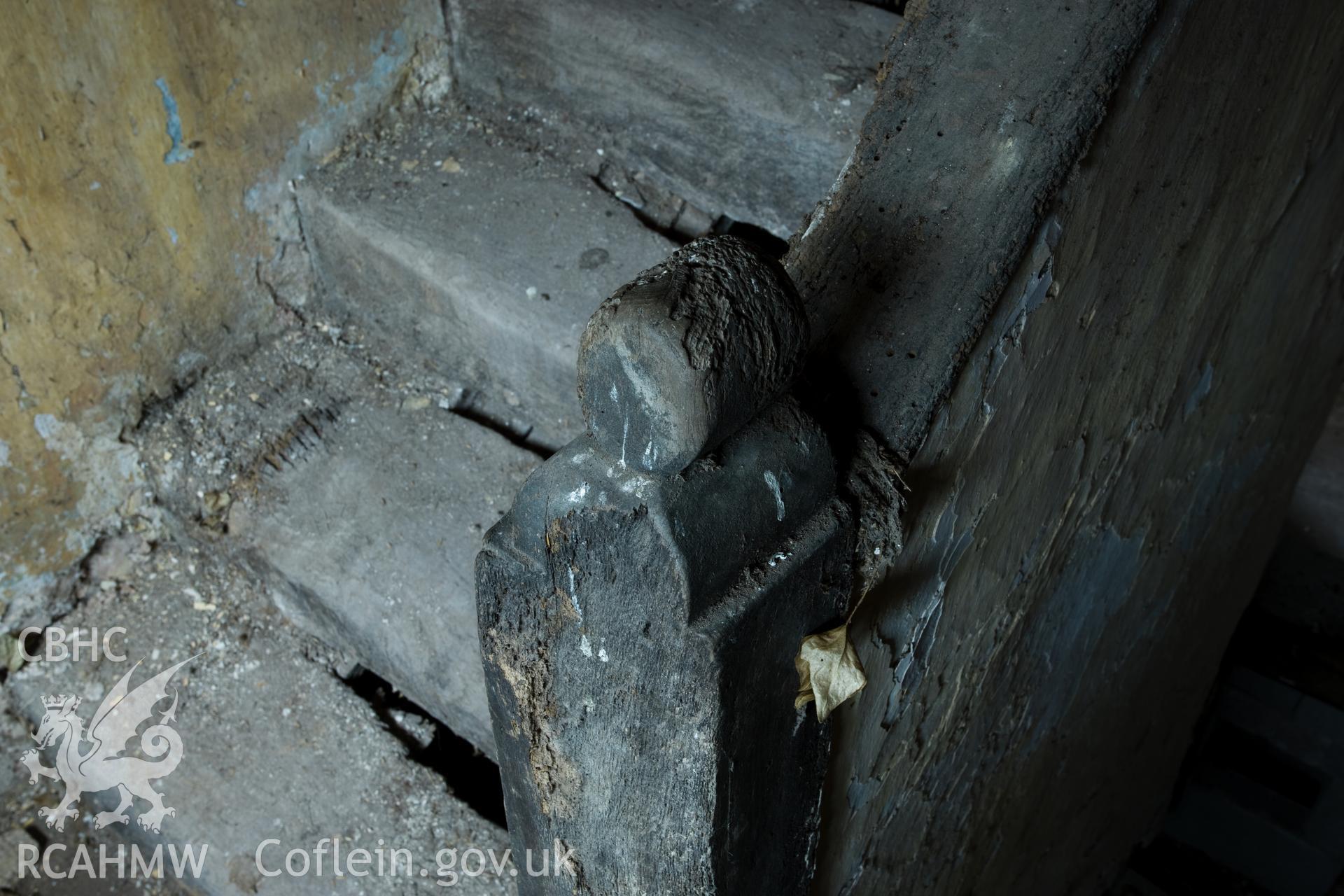 Newel post finial detail.